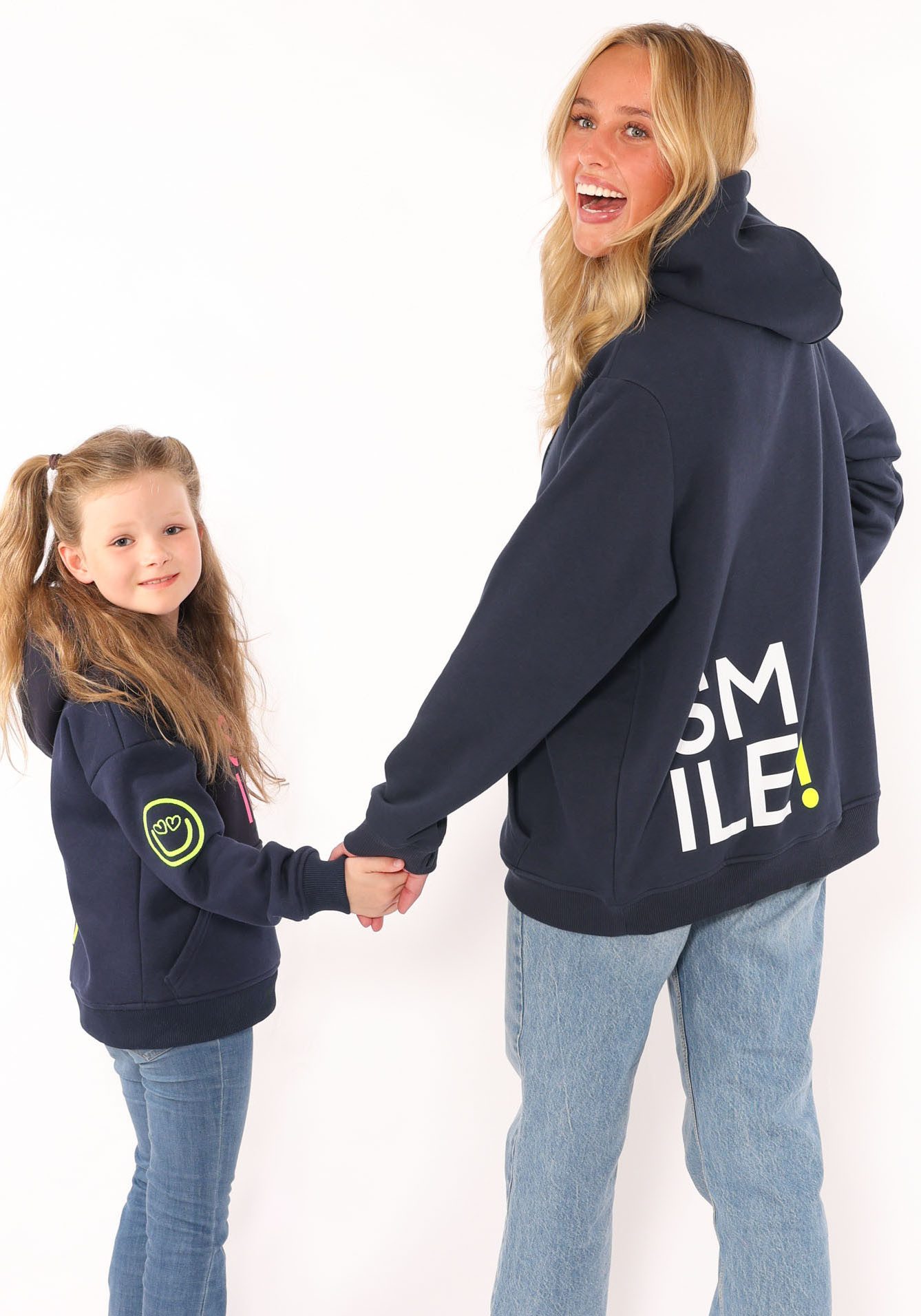 Zwillingsherz Hoodie Alissa met smile-print