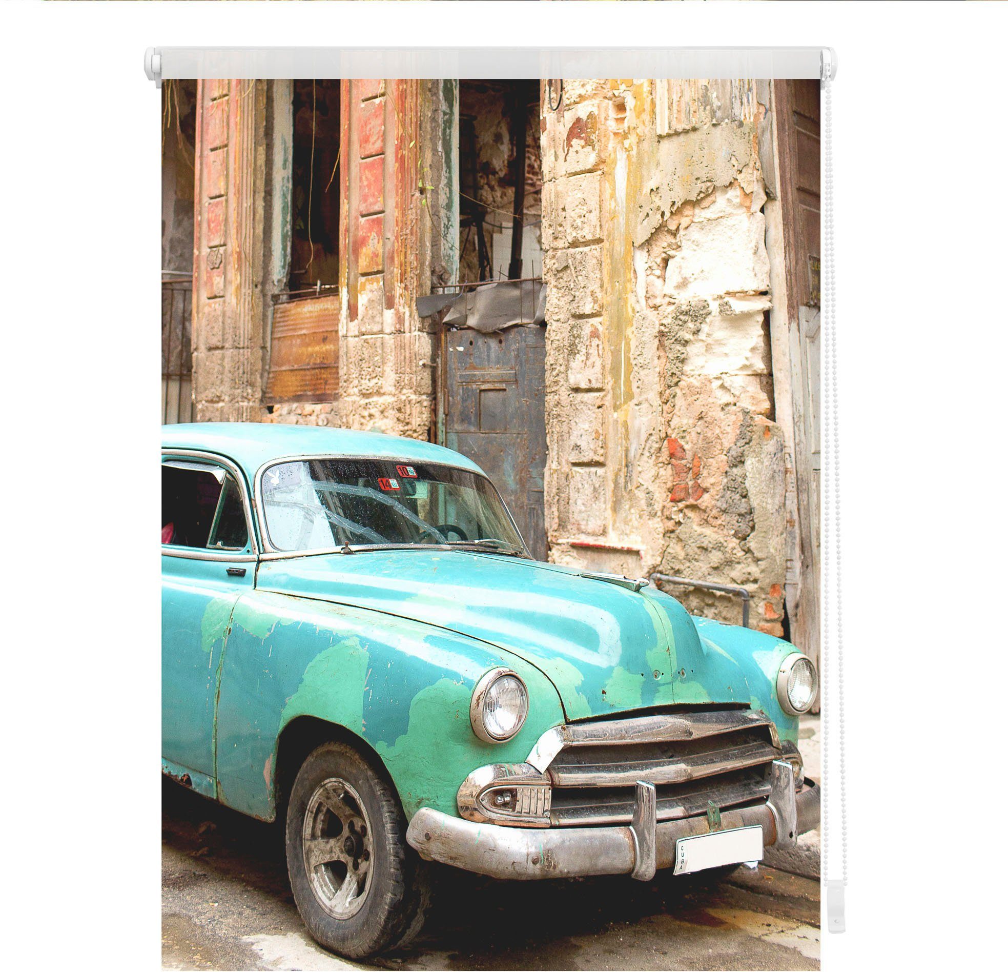 LICHTBLICK Rolgordijn met zijbediening Rolgordijn Klemmfix, zonder boren, verduistering, Cuba - turquoise bruin (1 stuk)