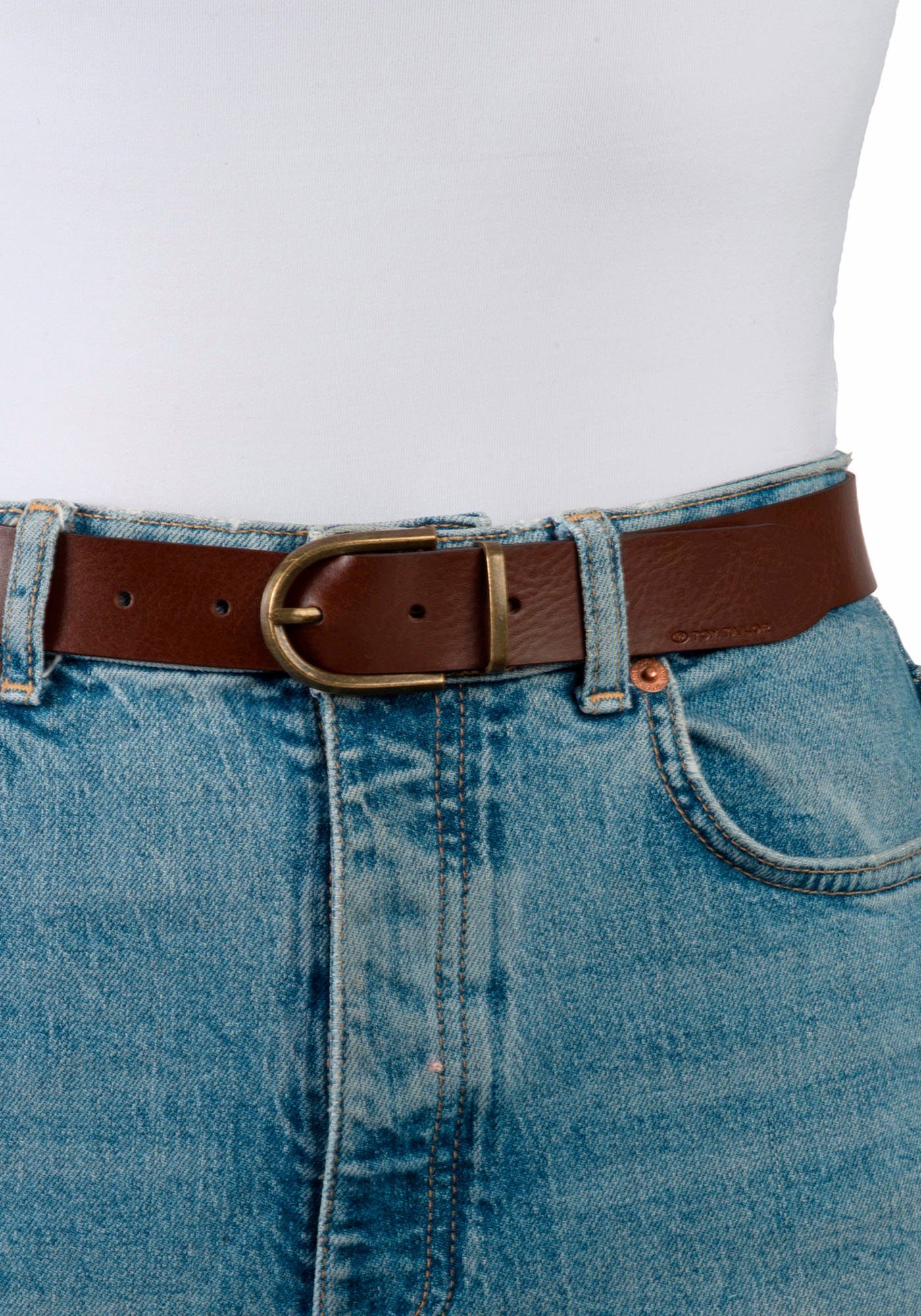 Tom Tailor Leren riem TTSYLKE 3 cm brede damesriem, sluiting in vintage-look, puur leer