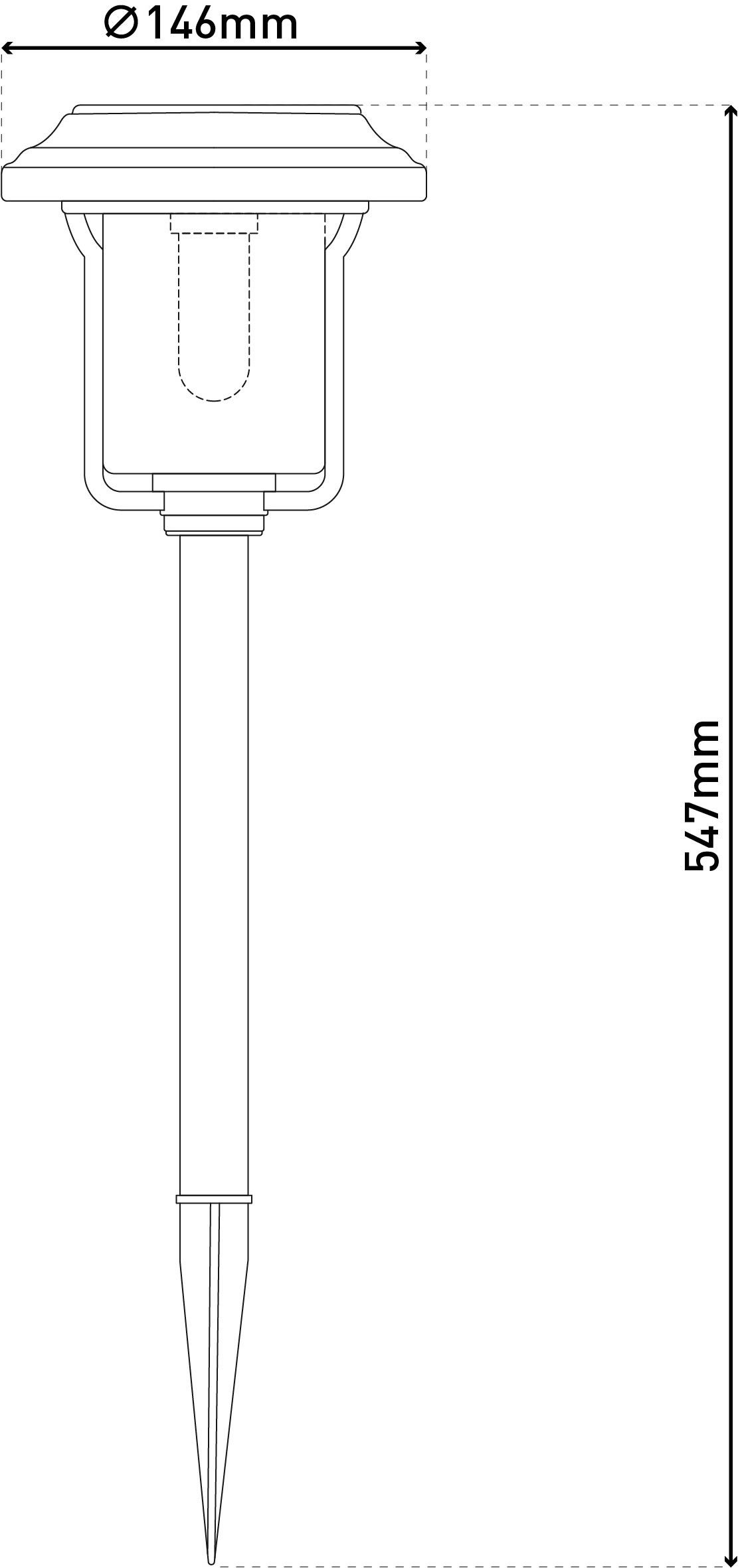 näve Led-solarlamp Simon Spies zwart, gestructureerde glazen kap, H: 54,7cm, schemersensor (1 stuk)