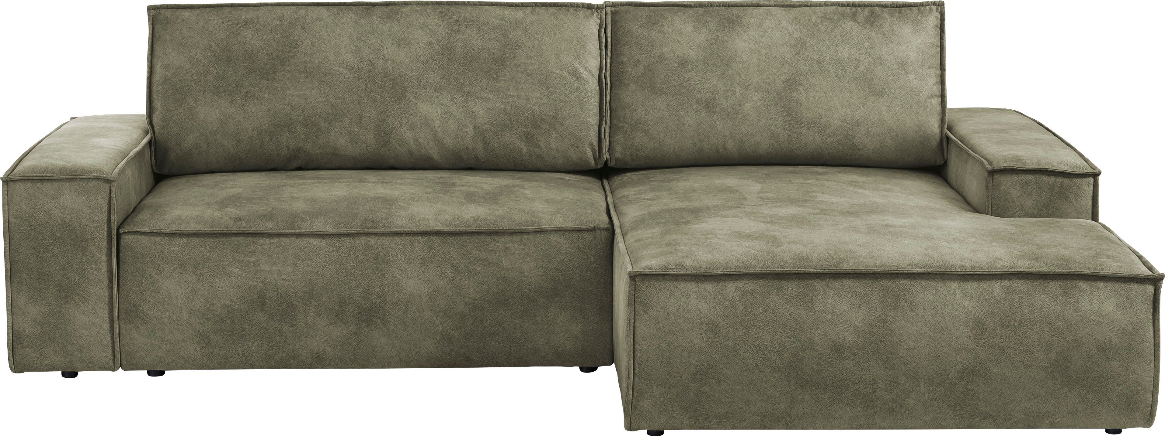 Home affaire Hoekbank SHERWOOD bedbank 267 cm, L-model, Slaapfunctie met bedlade (210x136 cm), cord, vintage, fluweel