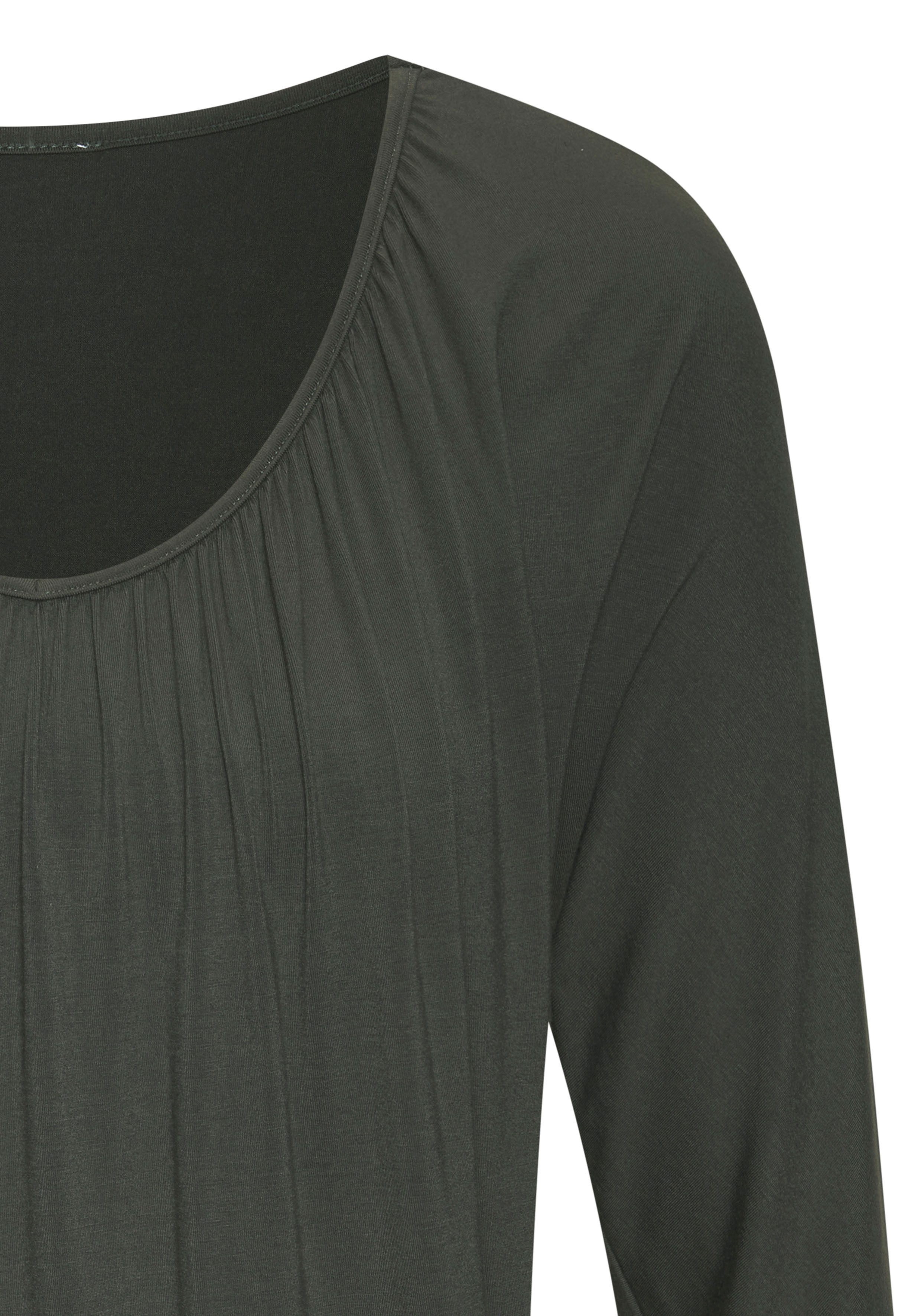 Lascana Shirt met 3/4 mouwen Met fijne plooien bij de hals (Set van 2)