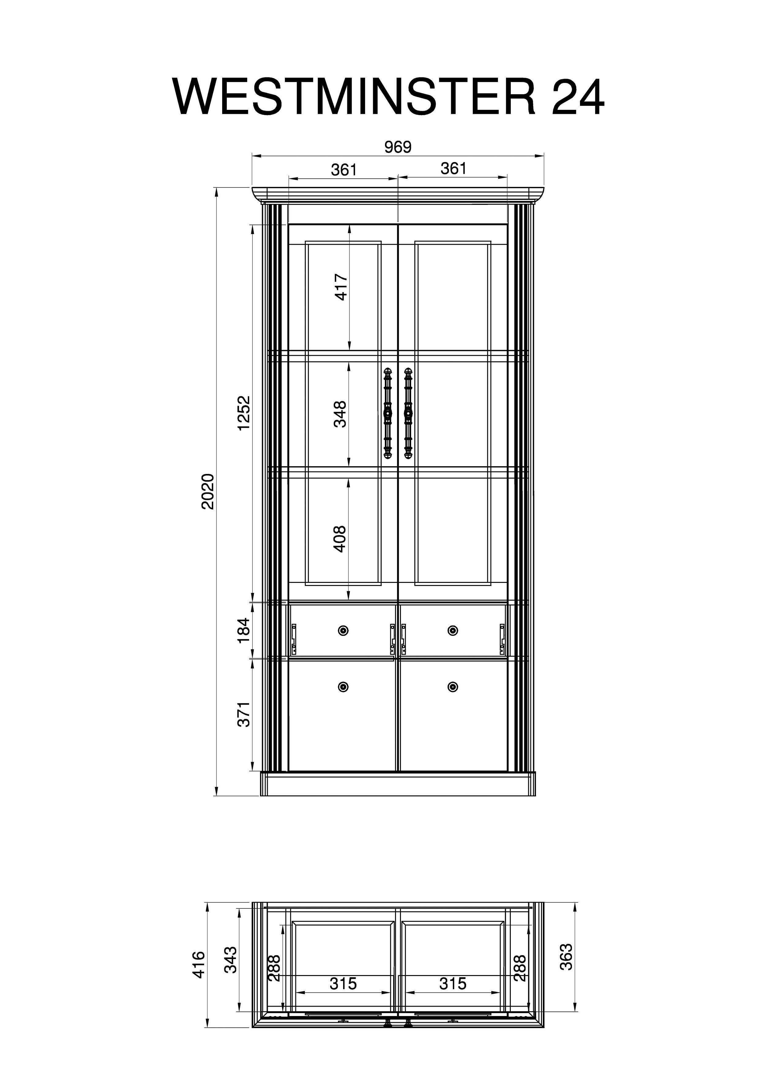 Home affaire Wandmeubel Westminster in romantische landelijke stijl (set, 3-delig)
