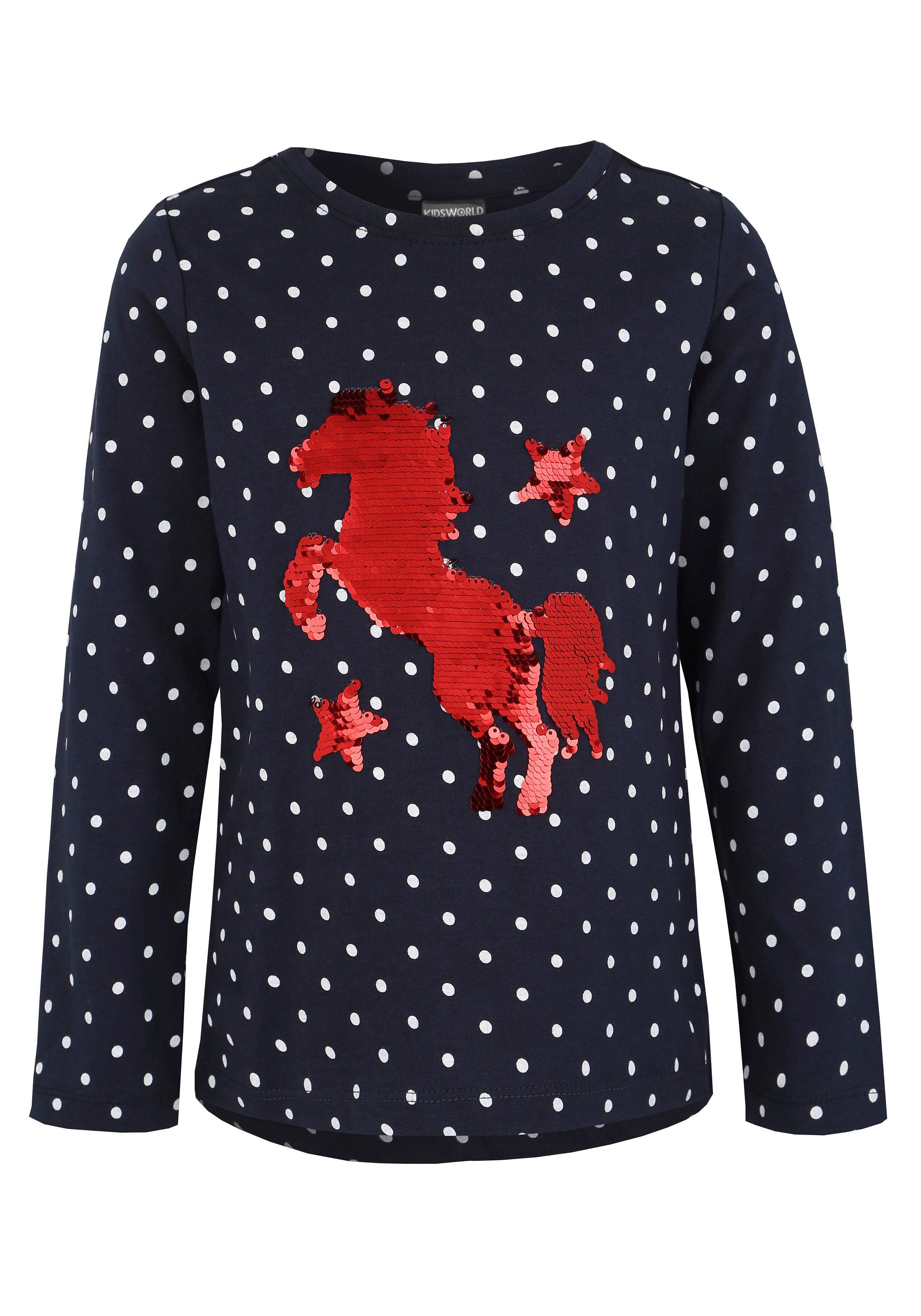KIDSWORLD Shirt met lange mouwen Voor kleine meisjes Lange mouwen, basic pasvorm, bedrukt, ronde hals