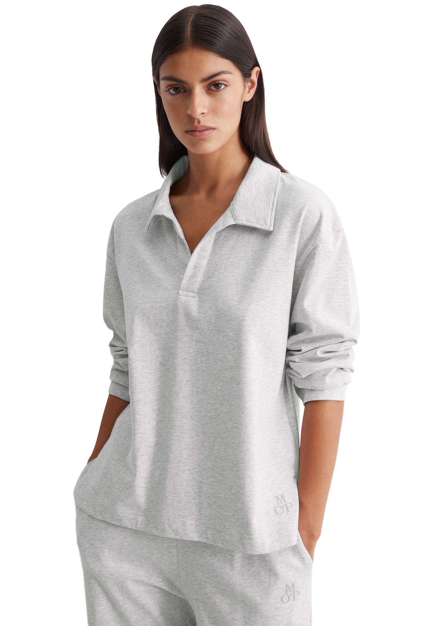 Marc O'Polo Poloshirt met lange mouwen Heavy Jersey-Woven met sportief kraagontwerp