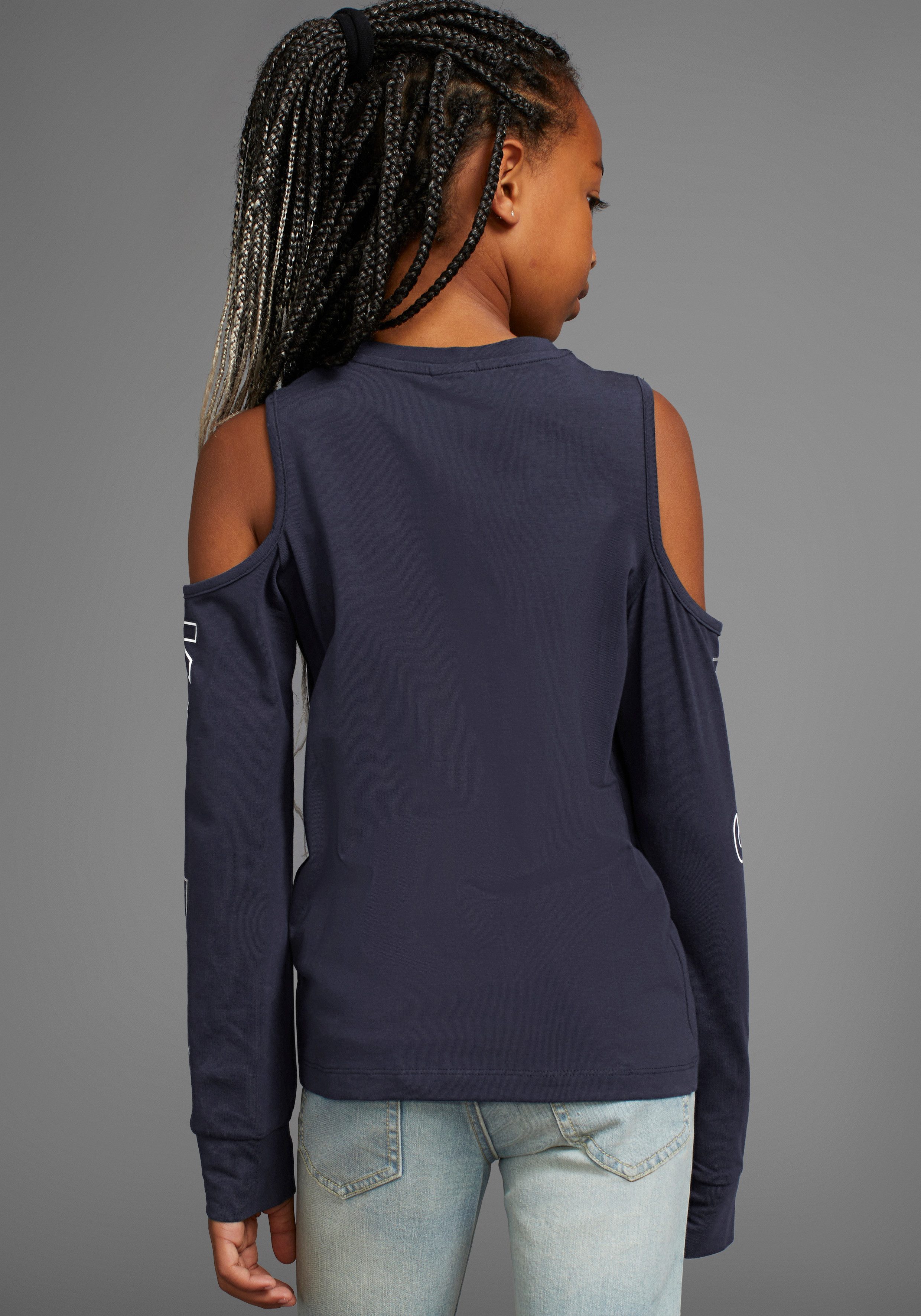 KangaROOS Shirt met lange mouwen Shirt cut-out met modieuze uitsparing bij de schouders
