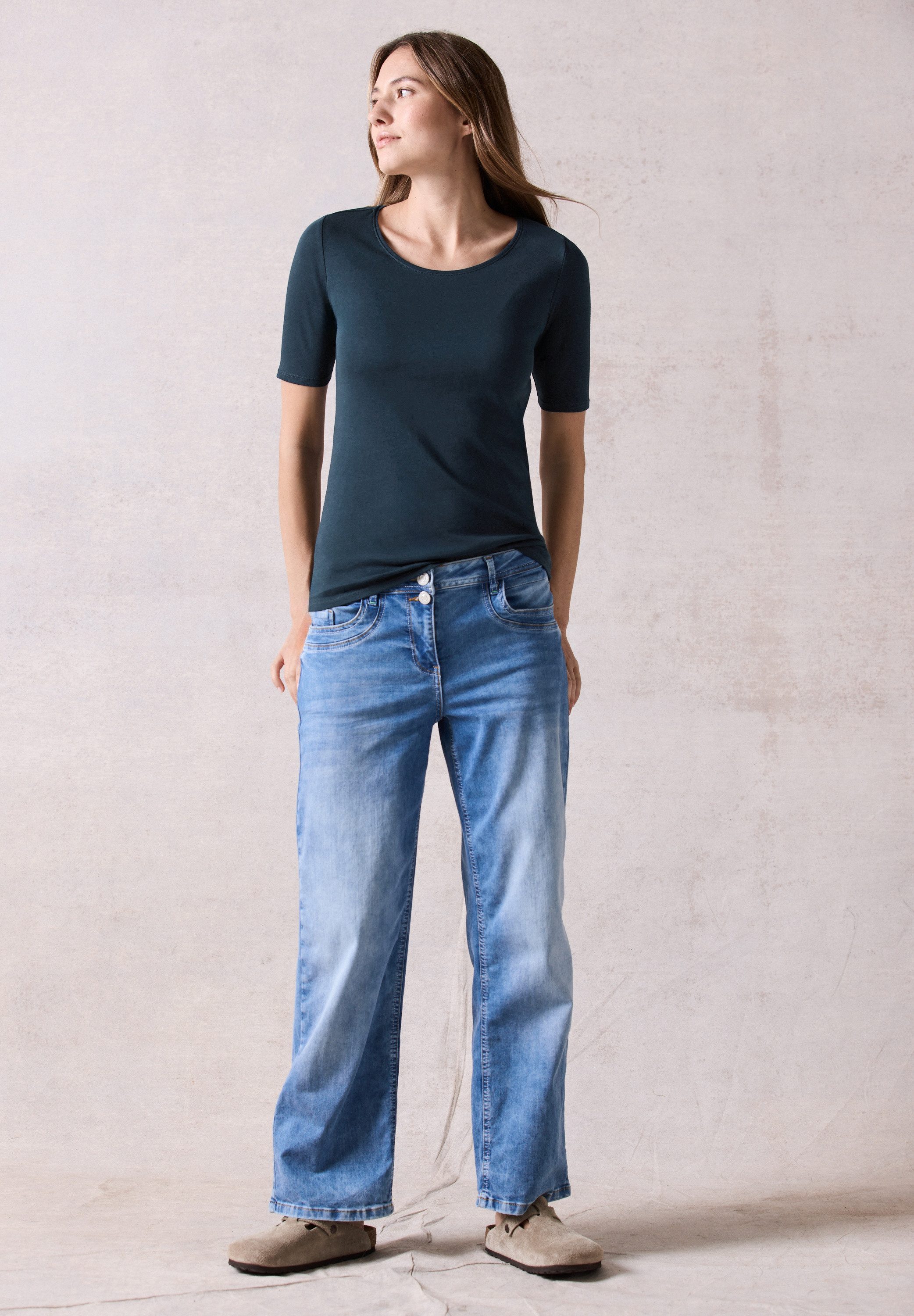Cecil Shirt met ronde hals Stijl Lena met korte mouwen