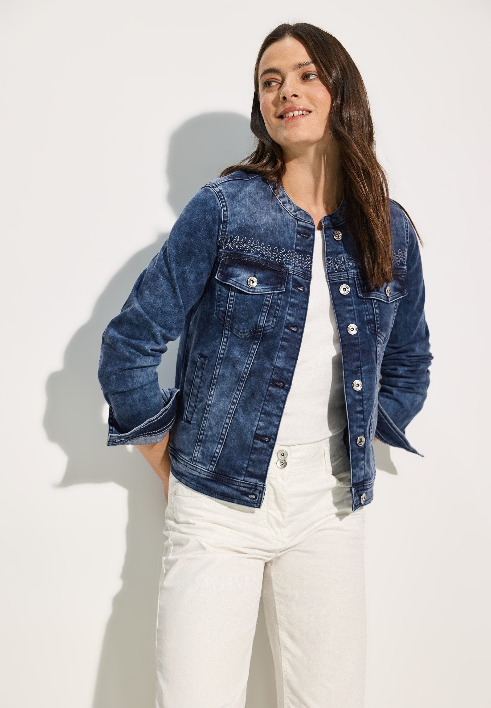 Cecil Jeansblazer met fijne borduursels