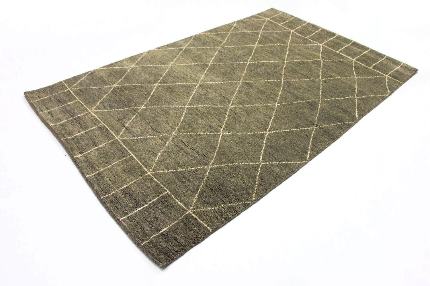 morgenland Wollen kleed Design-vloerkleed met de hand geknoopt groen handgeknoopt