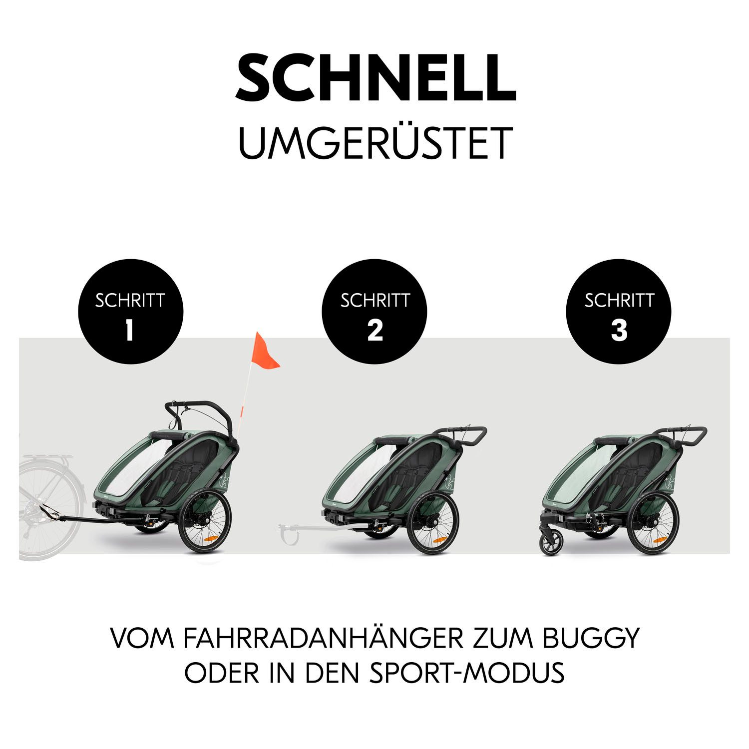Hauck Kinderen fiets aanhanger Bike N Walk Duo voor 2 kinderen, incl. dissel