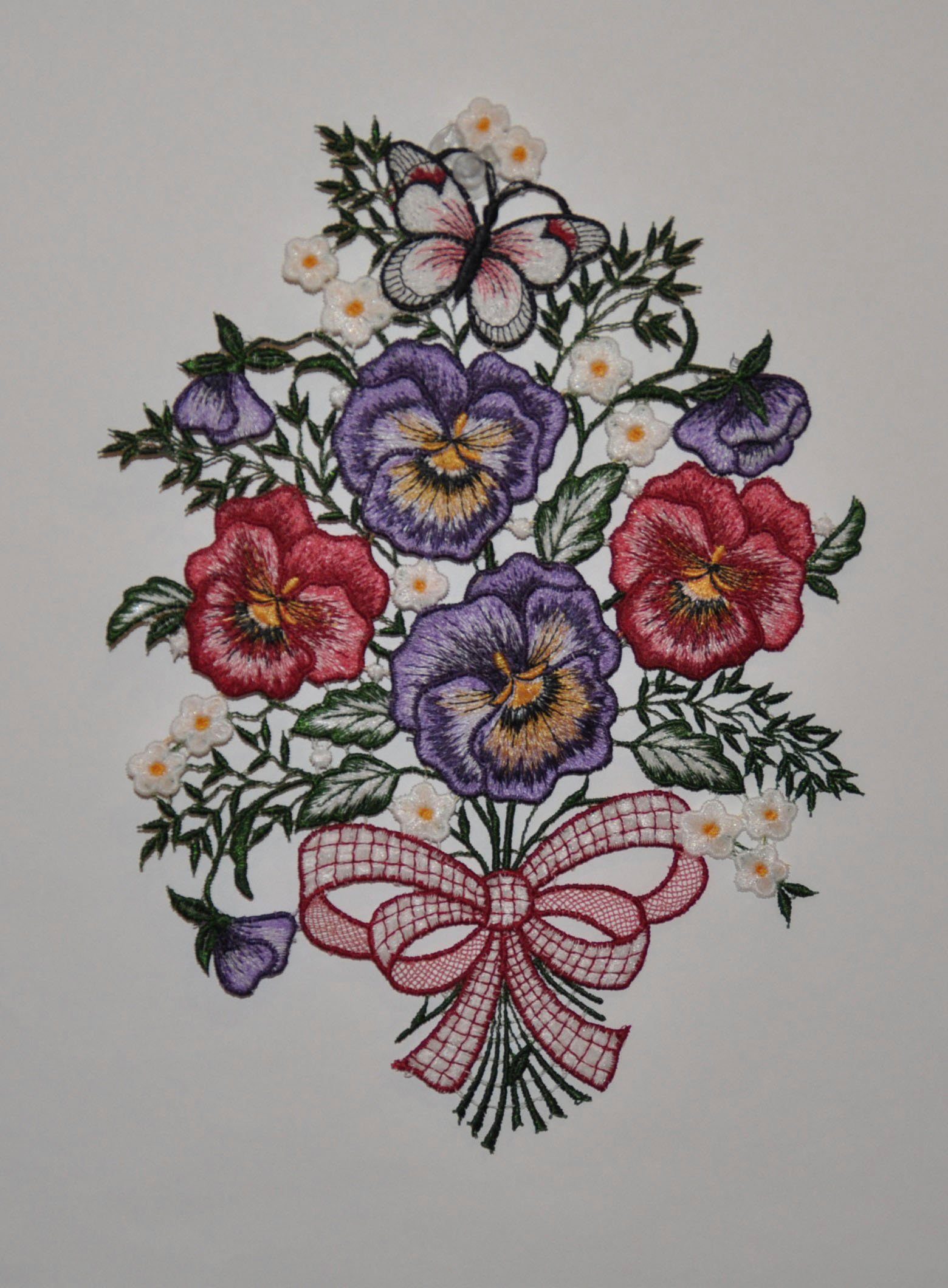 Stickereien Plauen Raamdecoratie Viooltje (1 stuk) raamdecoratie wit