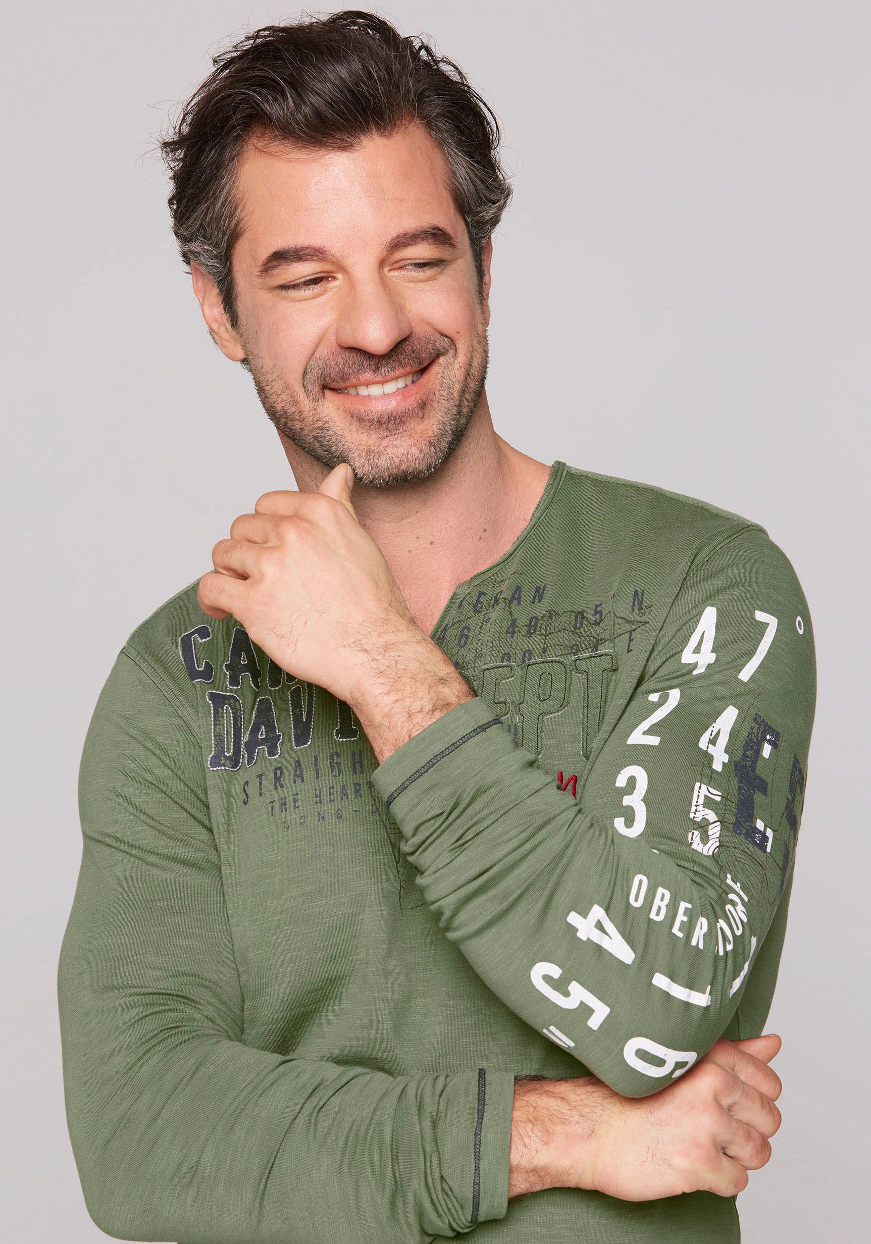 CAMP DAVID Shirt met lange mouwen met ongezoomde randen