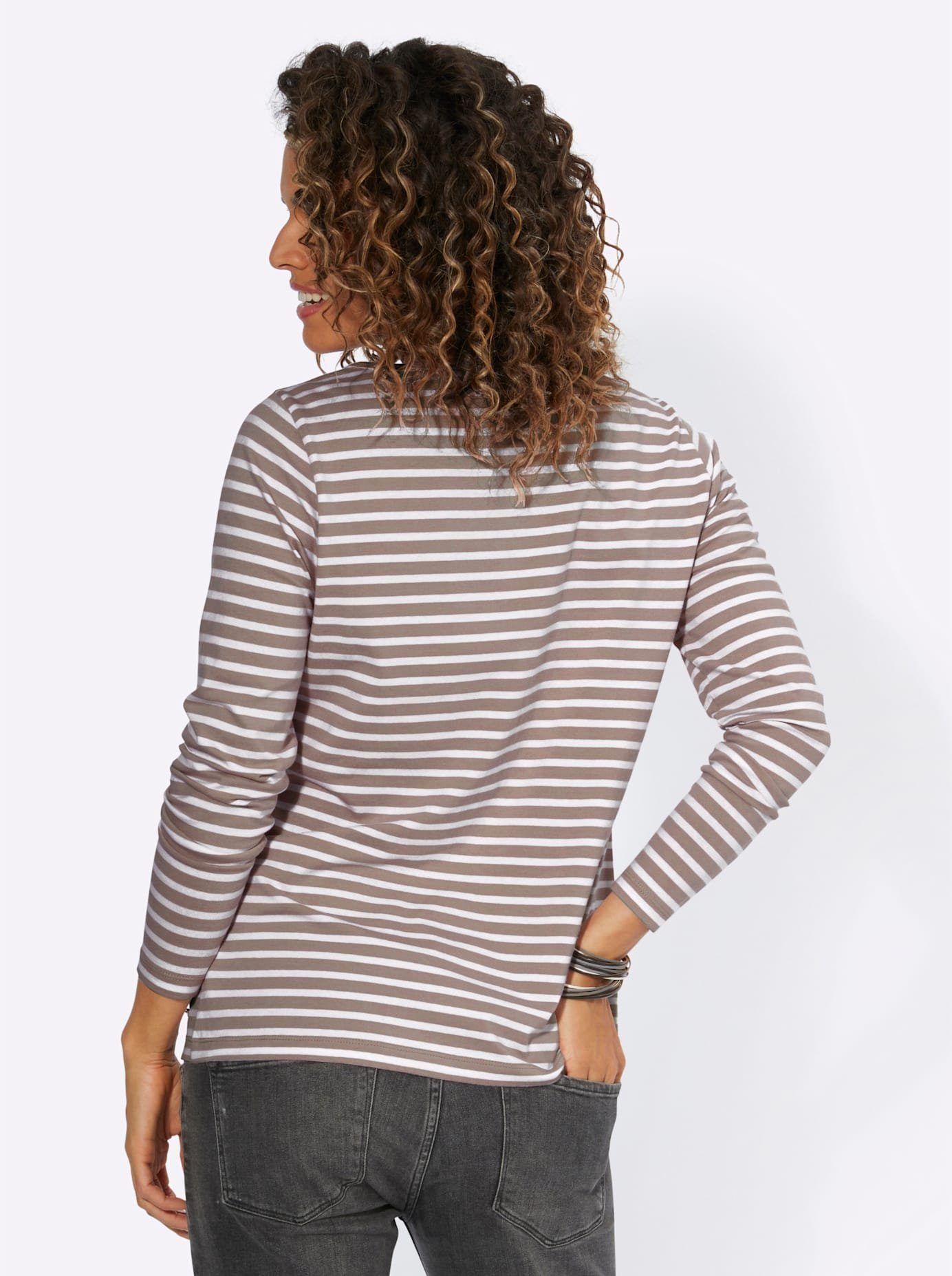 Casual Looks Shirt met lange mouwen Gestreept shirt (1-delig)