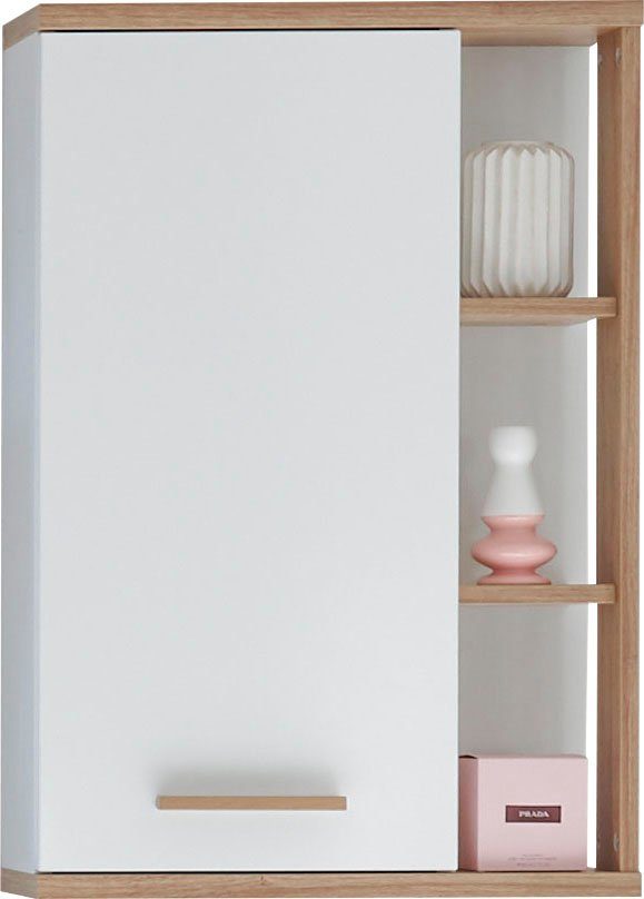 Saphir Hangend kastje Quickset badkamerkast 50,5 cm breed met 1 deur en 2 glazen legplanken