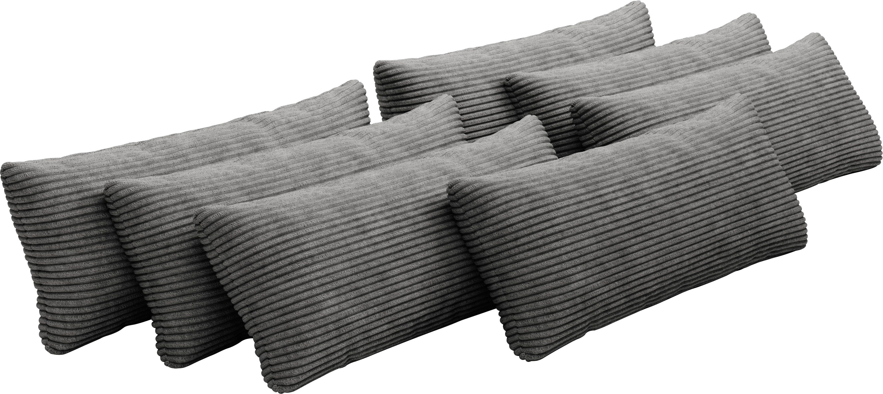 Places of Style Bankkussen Mikado 3,5,6,7-delige kussen sets om uit te kiezen (set) sierkussens maat Breedribcord grijs