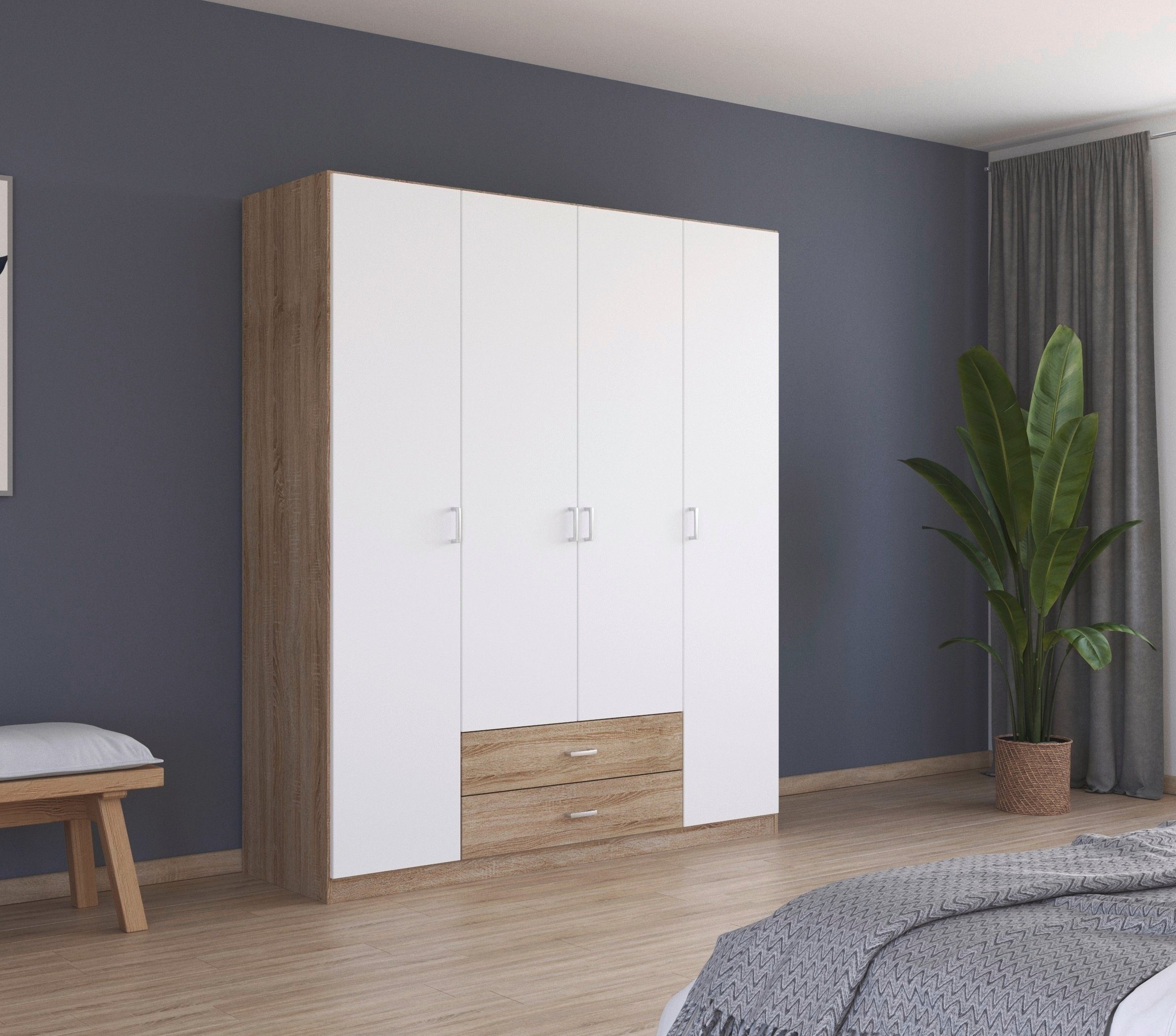 rauch Draaideurkast Kledingkast kast garderobe linnenkast GAMMA in 3 breedtes met 6 lades, in eenvoudig design topseller made in germany