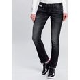 herrlicher rechte jeans piper straight reused met afkledende pijpbelijning zwart