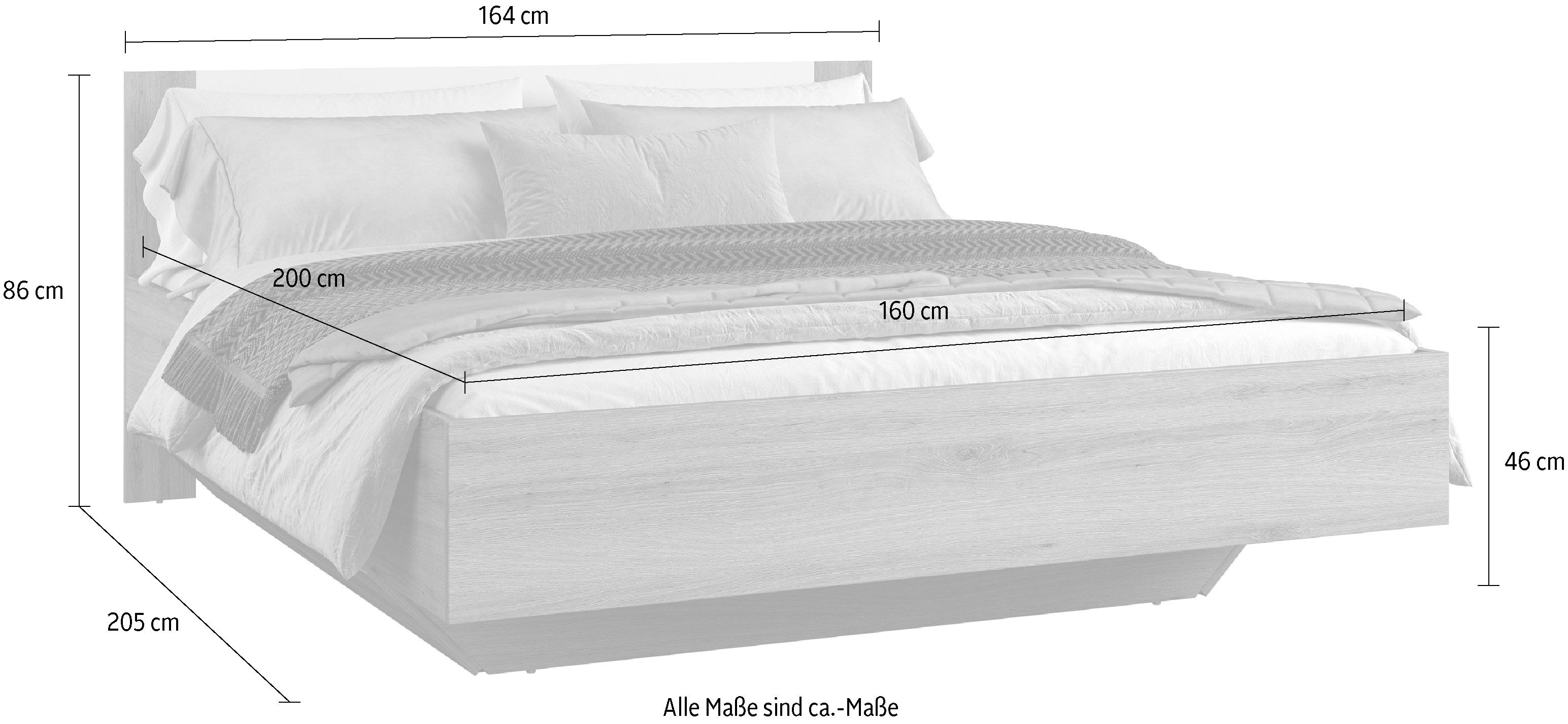 Home affaire Bedframe Bitry, breedte 160 of 180 cm, moderne bedomranding