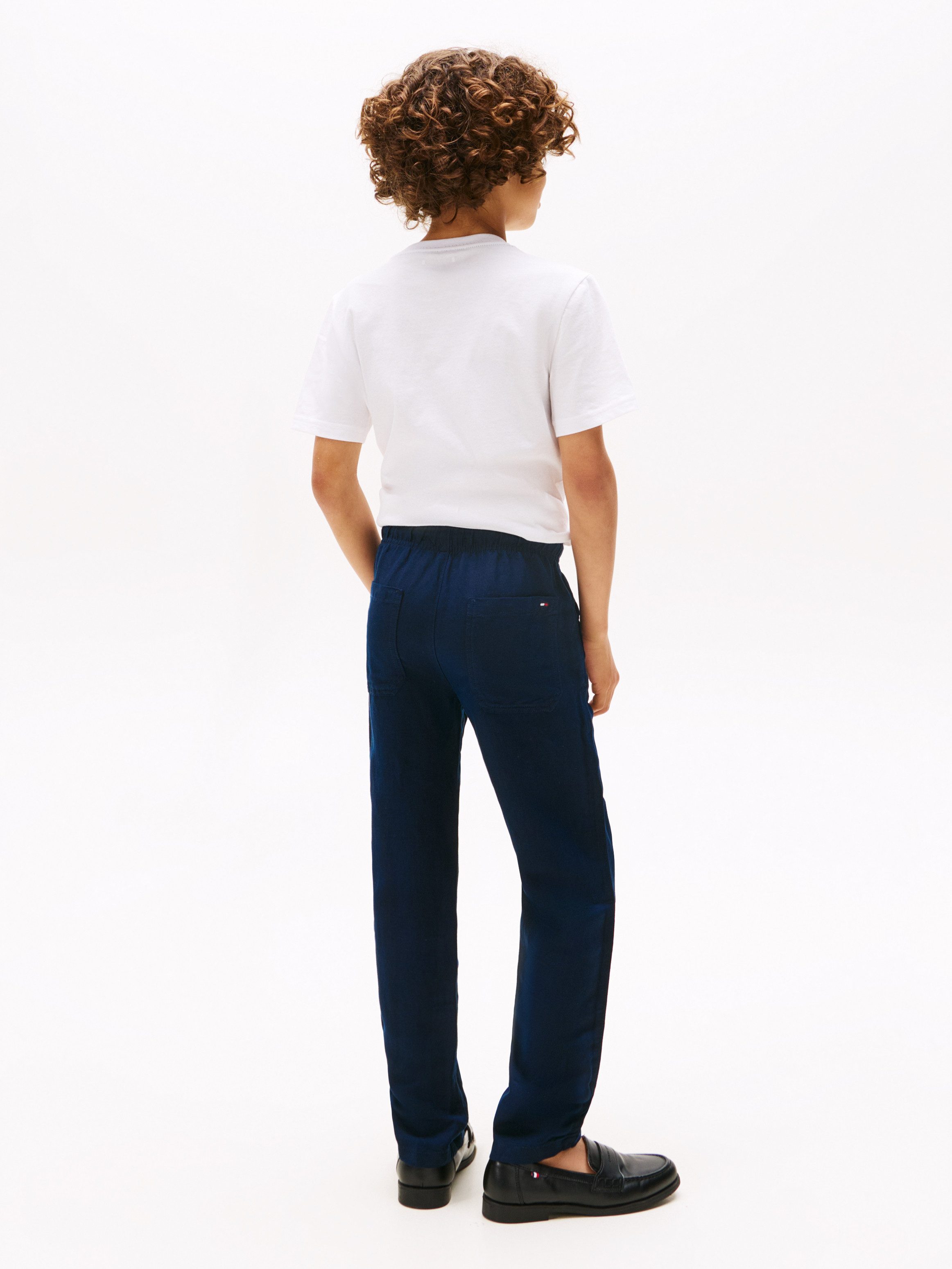 Tommy Hilfiger Geweven broek LINEN VISCOSE PANT met koord, logo borduursel