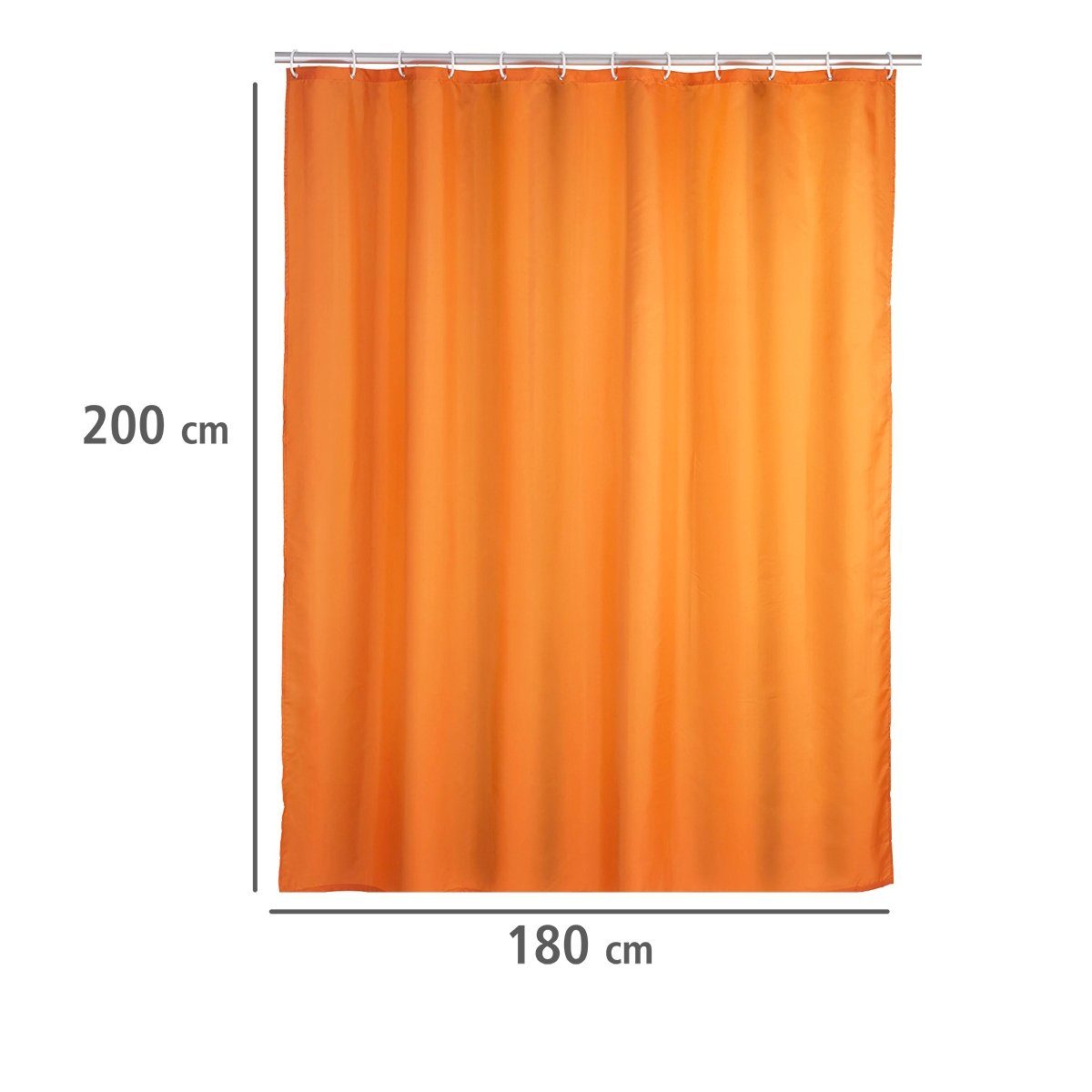WENKO Douchegordijn Uni-oranje Hoogte 200 cm, wasbaar