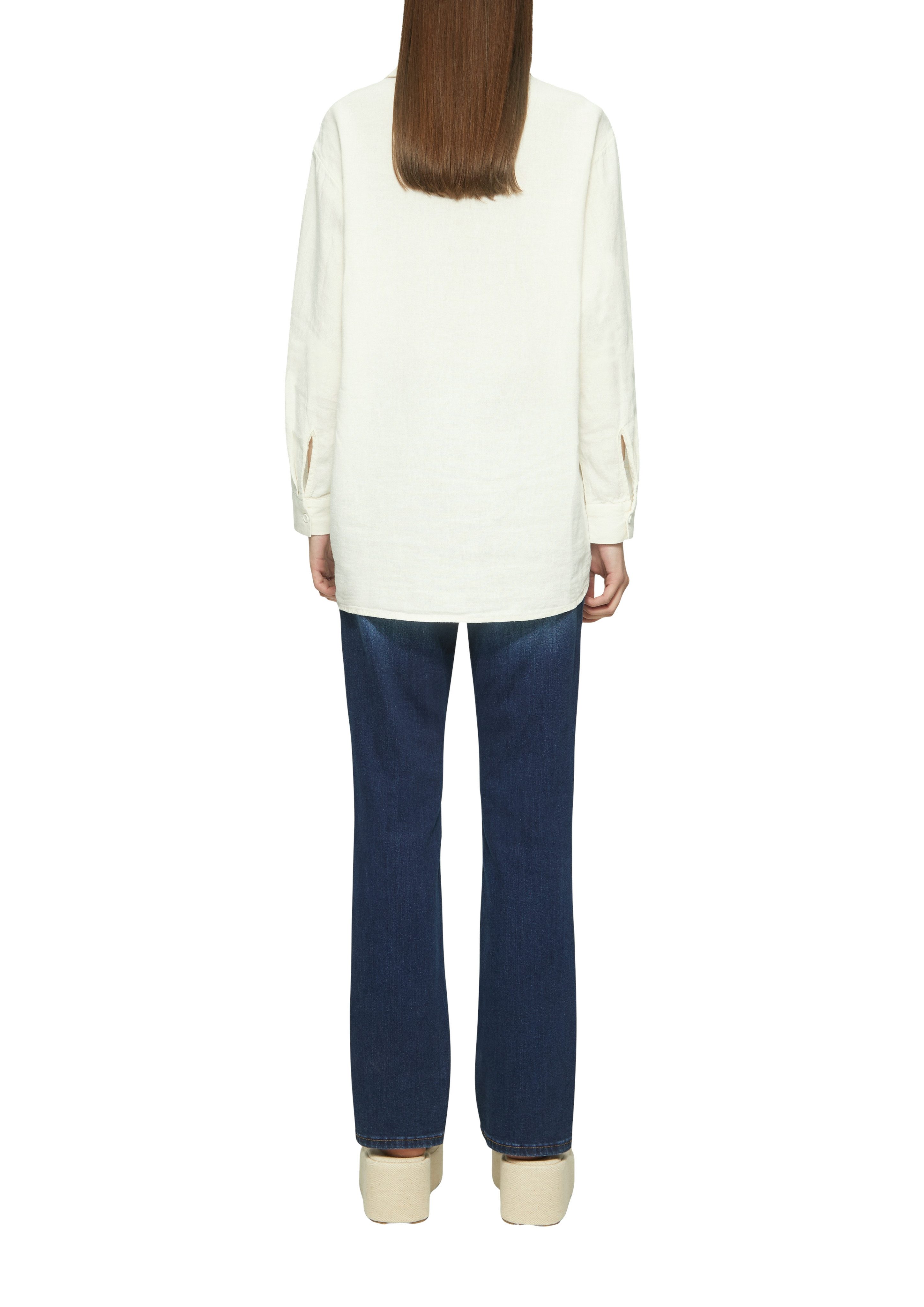 Q/S designed by Blouse met lange mouwen van een linnenmix met viscose