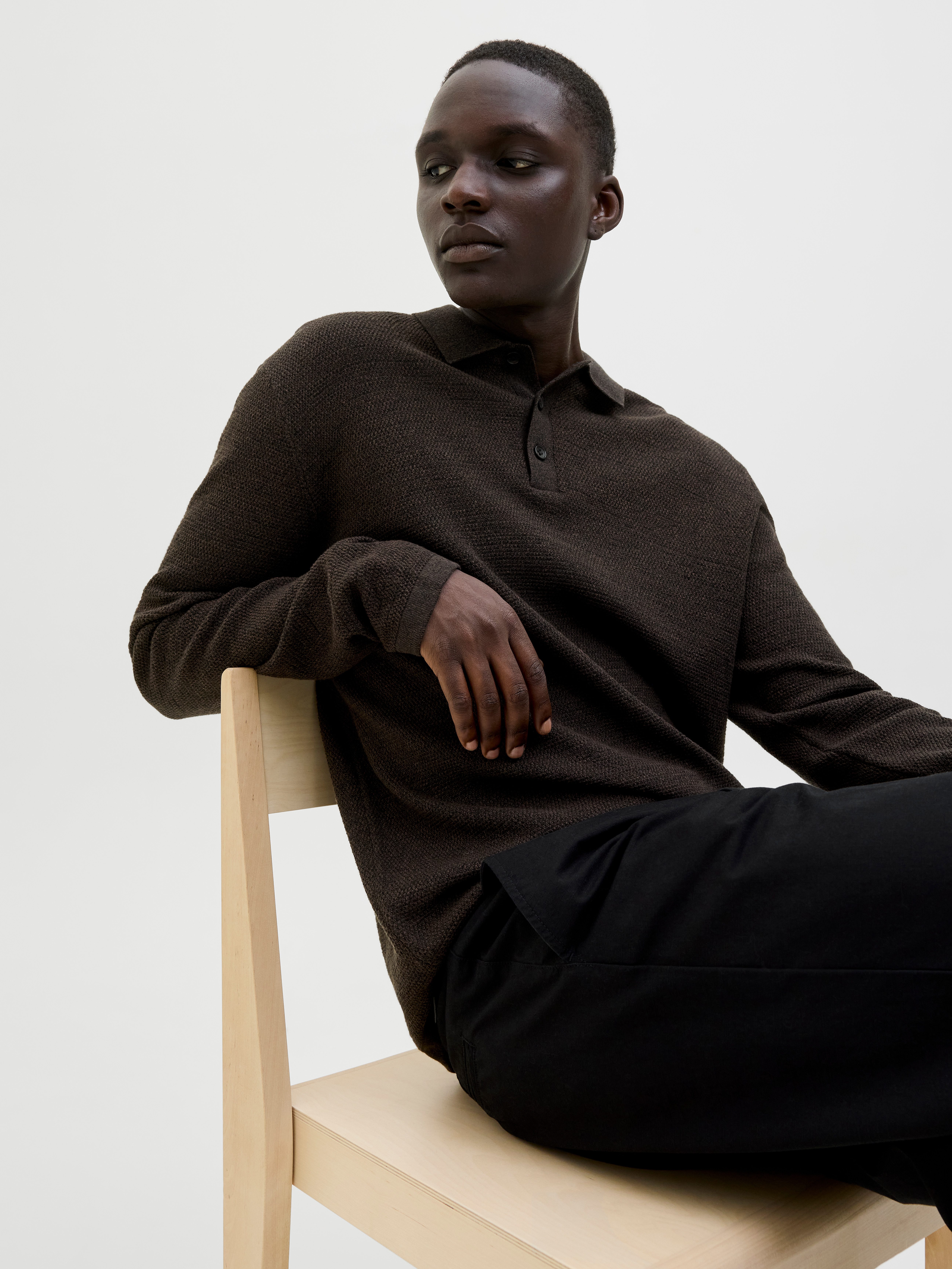 Jack & Jones Gebreide trui JJEGEORGE KNIT POLO LS SN
