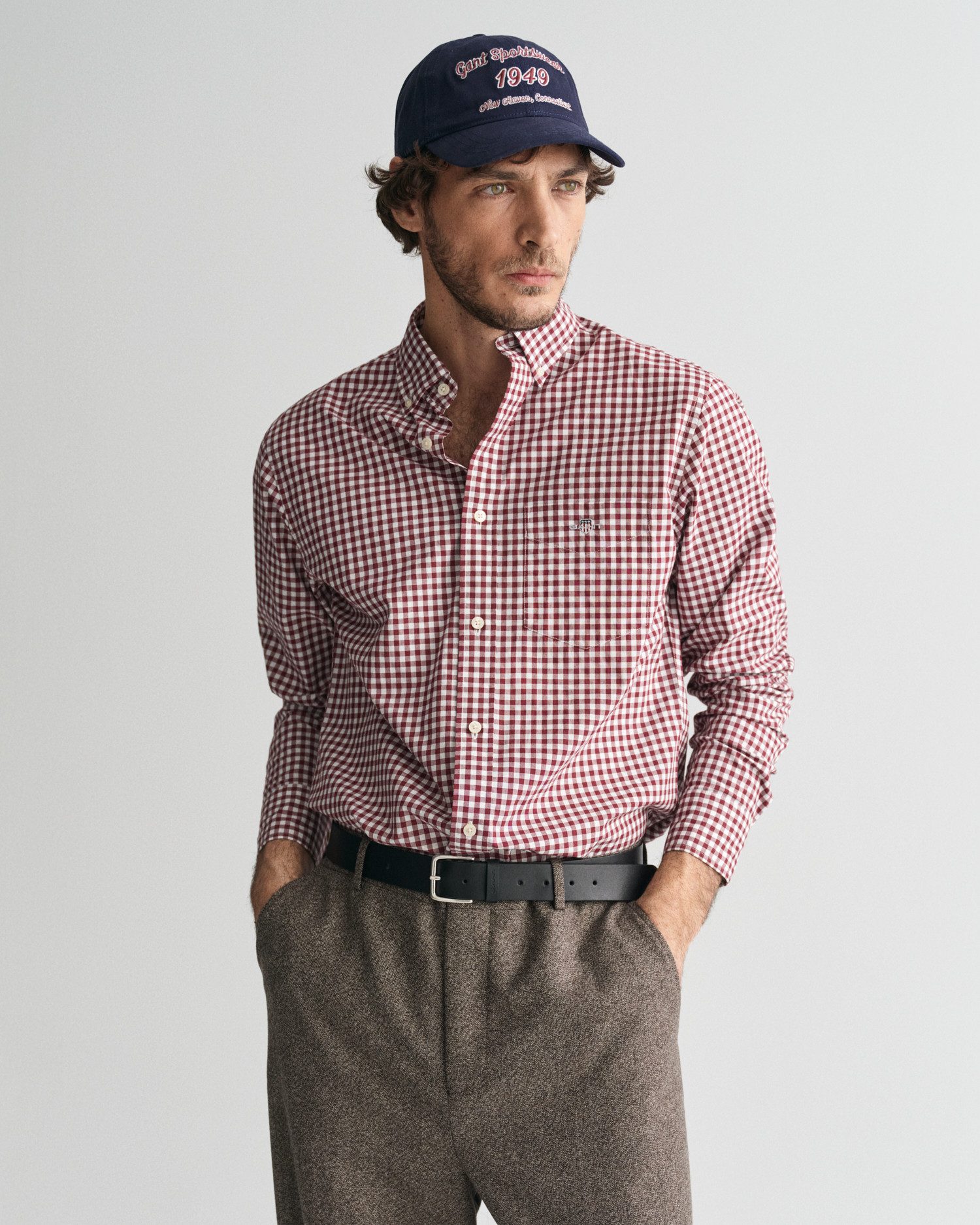 Gant Overhemd met lange mouwen REG POPLIN GINGHAM SHIRT met logoborduursel op borsthoogte