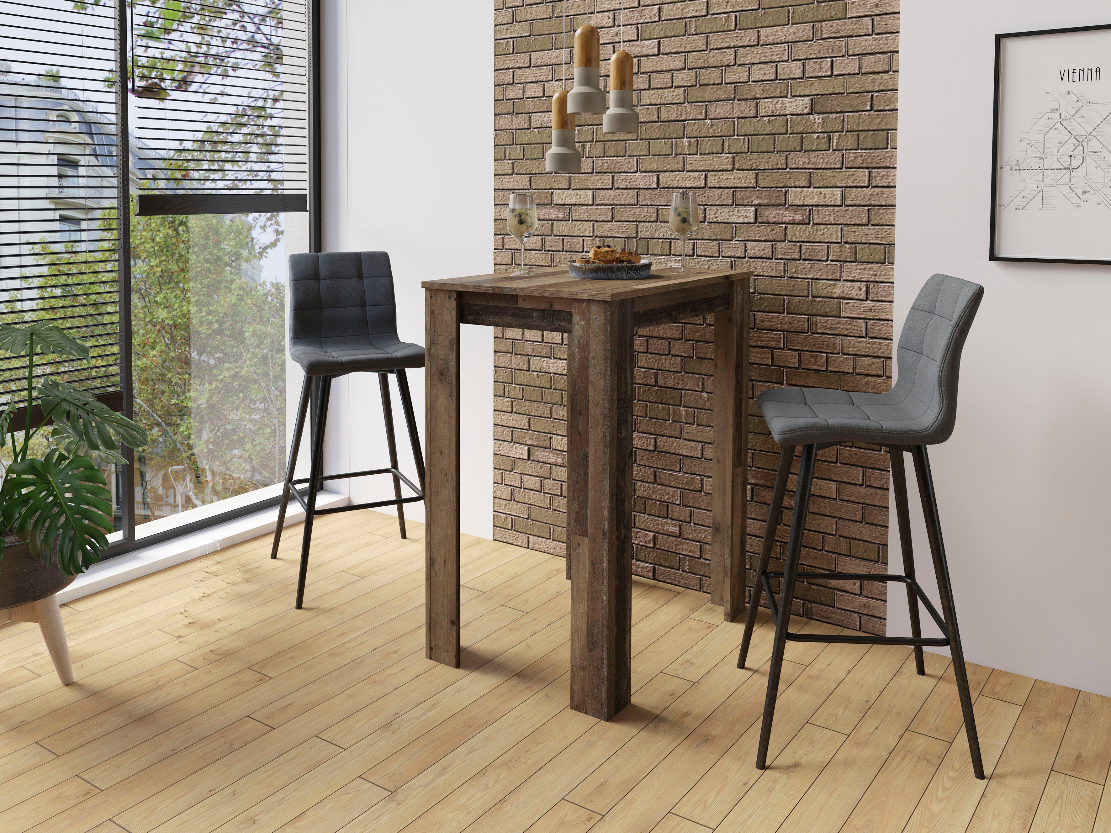 byLIVING Barkruk Simone set van 2, vintage bruin of weefstof antraciet (set, 2 stuks)