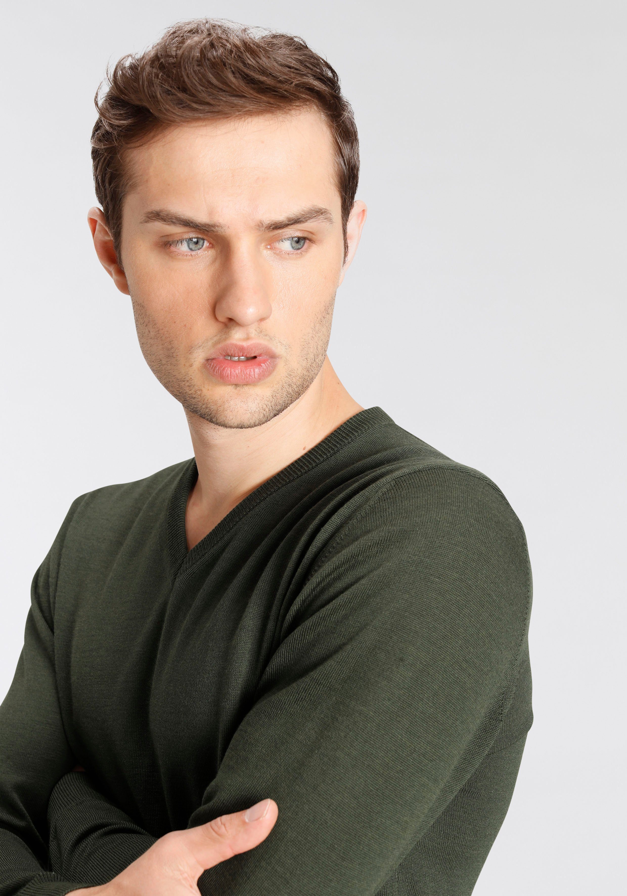 OLYMP Trui met V-hals OLYMP brei casual klassieke brei-pullover
