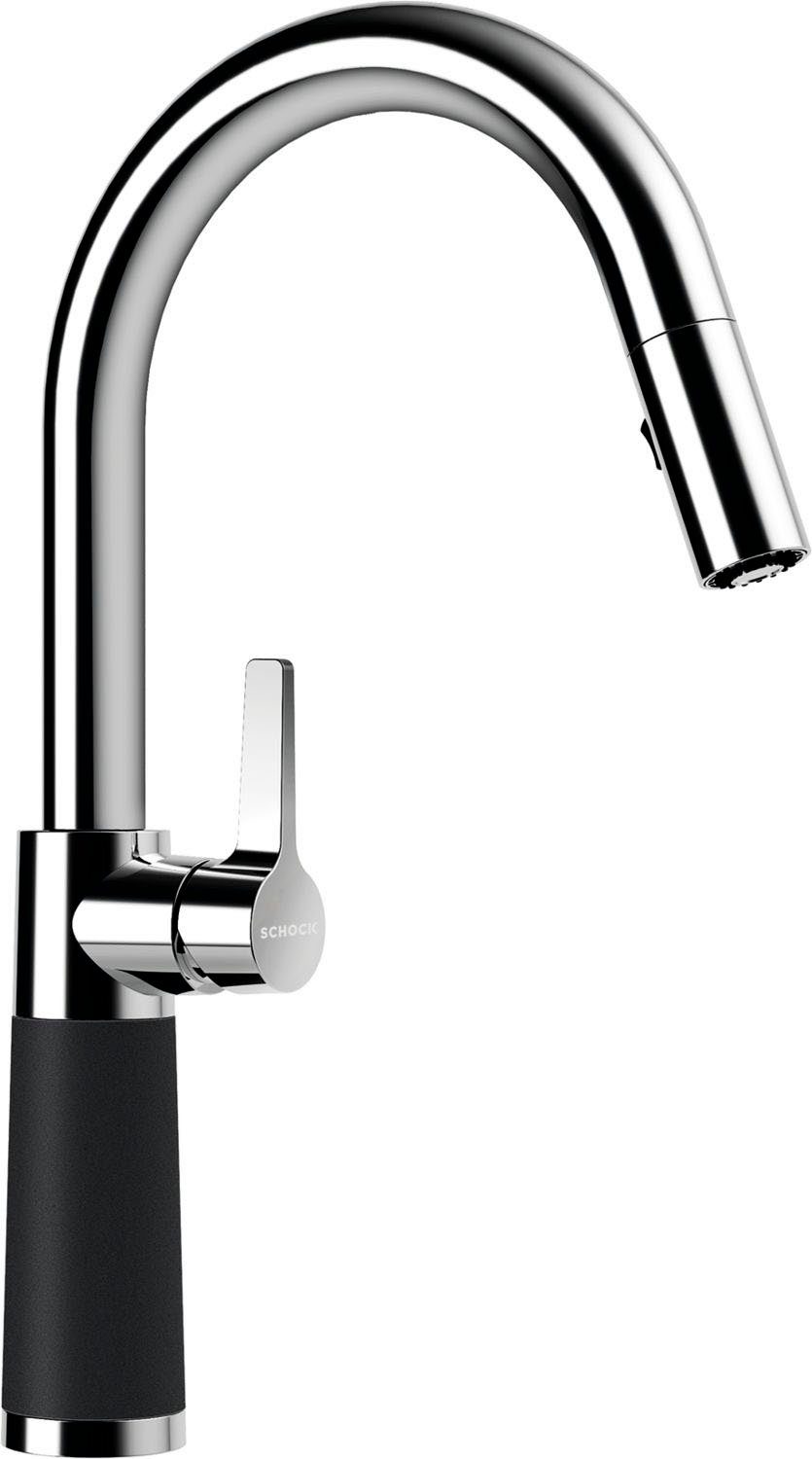 Schock Keukenkraan SC-520 SB uitschuifbaar, straal-douche, terugstroombegrenzer, draaibereik 120° keukenkranen zwart