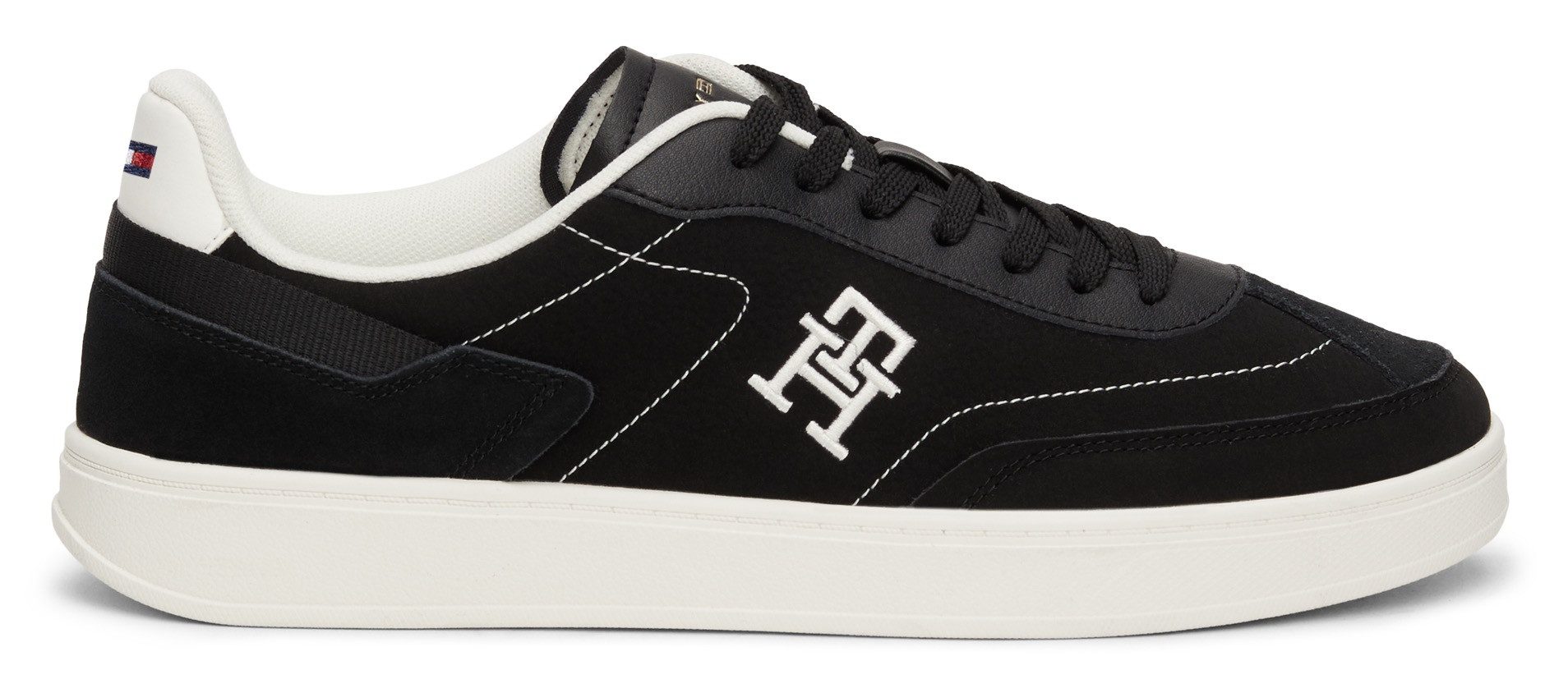 Tommy Hilfiger Plateausneakers TH HERITAGE COURT SNEAKER SDE , vrijetijdsschoen, lage schoen, veterschoen met zijlijk th-logo