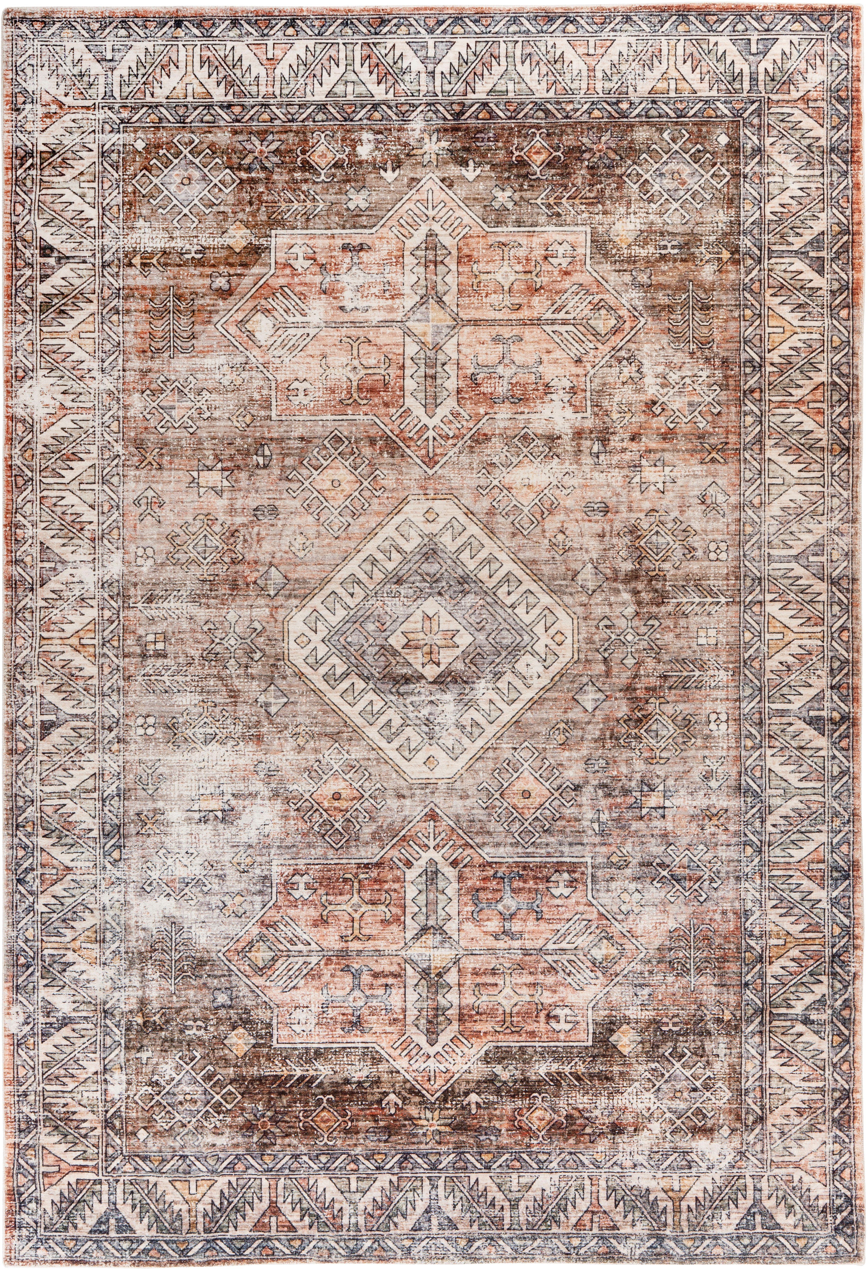 Kayoom Vloerkleed Ilian 600 zacht bedrukt kortpolig, vintage ontwerp, woonkamer moderne vloerkleden oranje