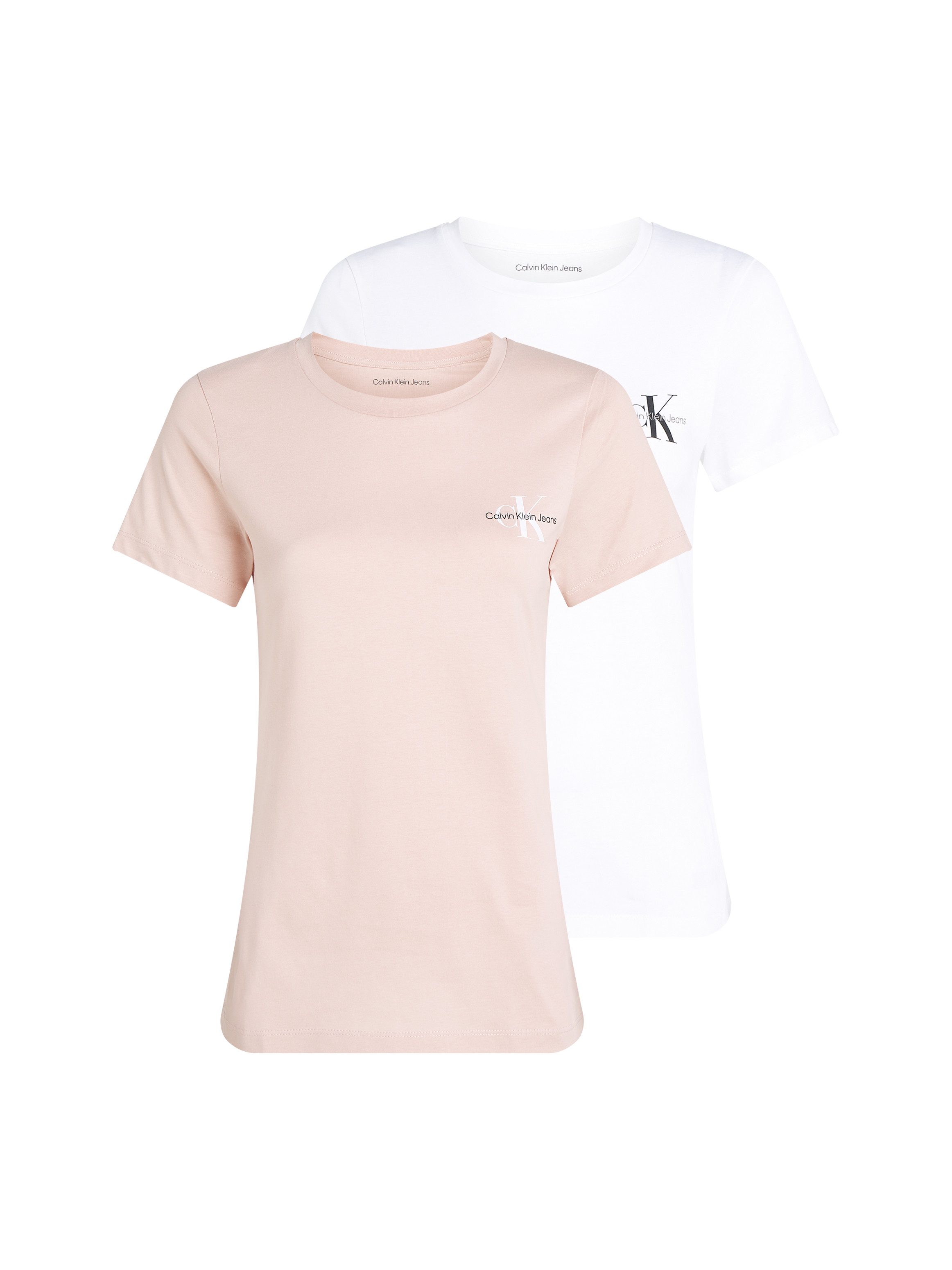 Calvin Klein Shirt met ronde hals 2-PACK MONOLOGO SLIM TEE met calvin klein jeans logoprint op borsthoogte (2-delig, Set van 2)