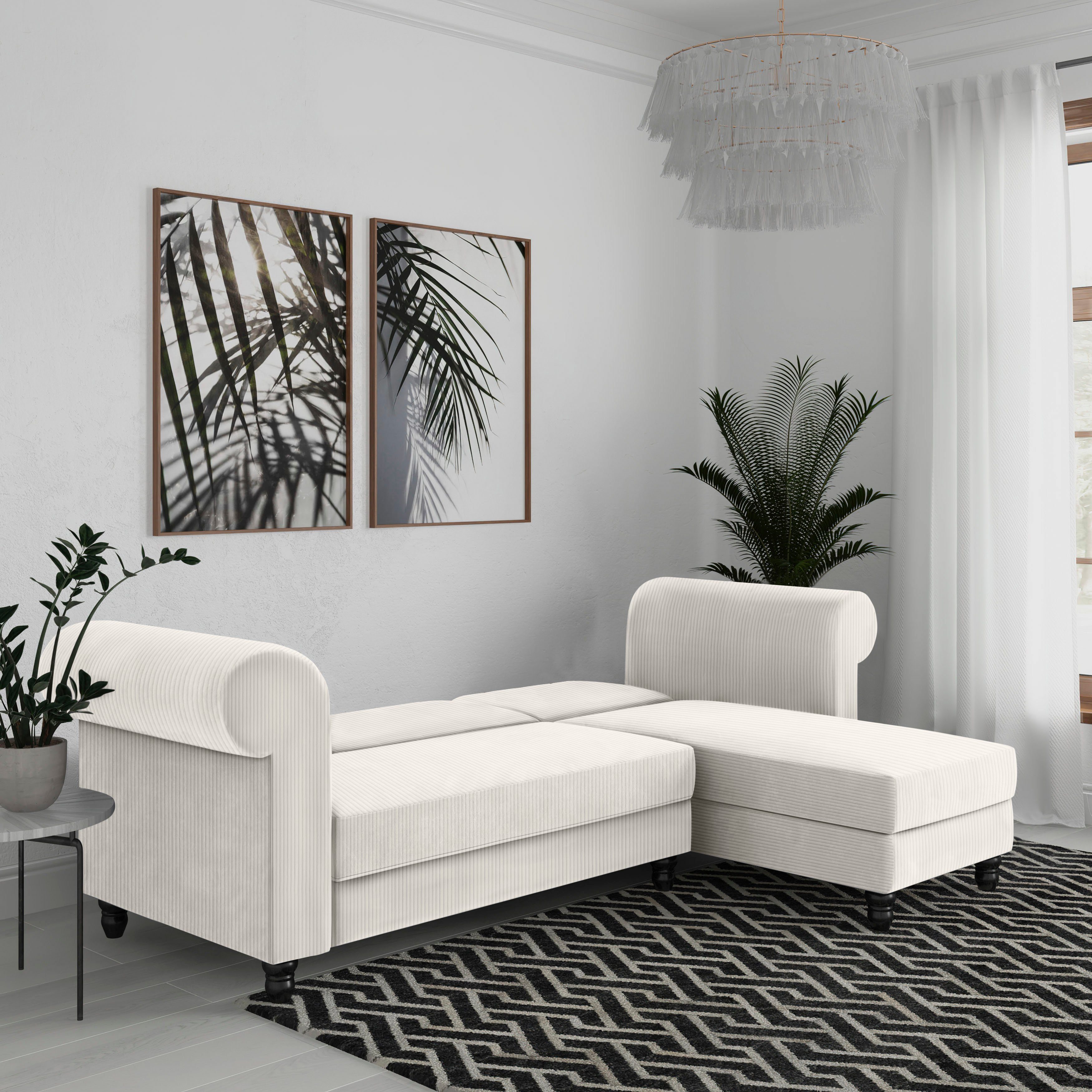 Dorel Home Hoekbank Felix II, L-model, bedbank 241cm (ligoppervlak 108x195 cm),