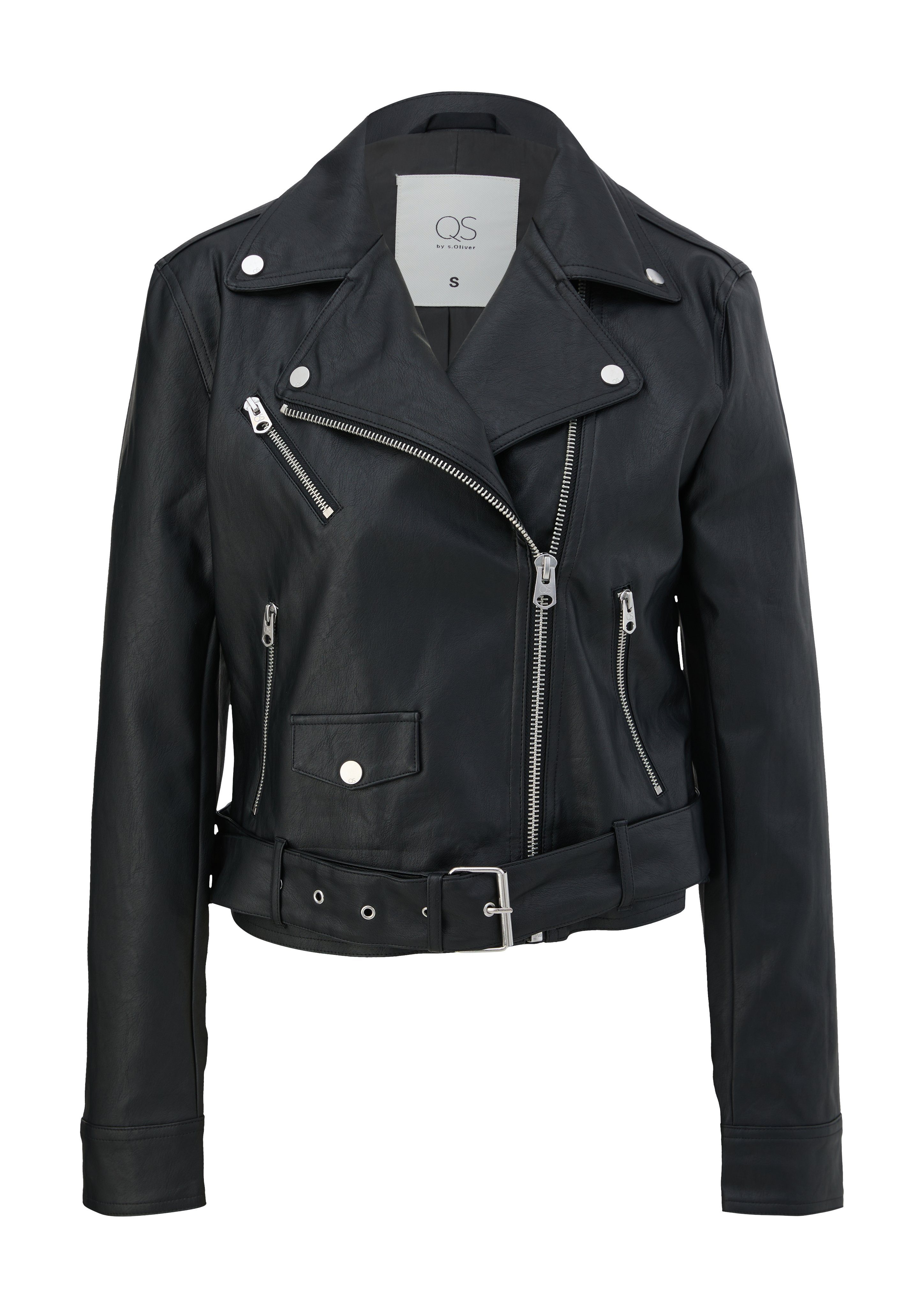 Q/S designed by Imitatieleren jack met een decoratieve zak aan de voorkant