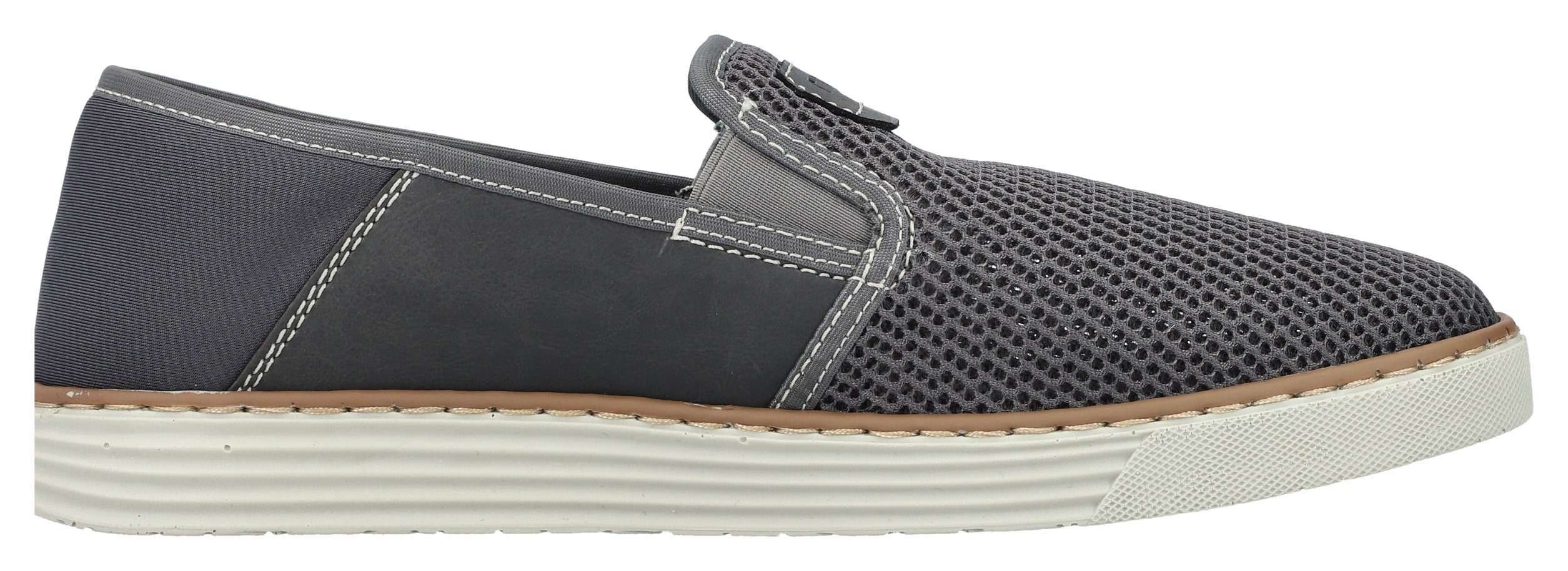 Rieker Instappers Espadrilles, zomerschoen met contrasterende decoratieve stiksels