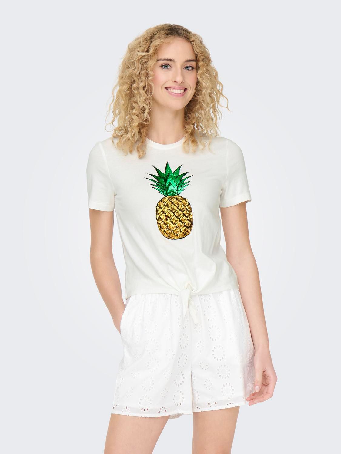 Only Shirt met korte mouwen ONLKITA LIFE S S FRUIT KNOT TOP BOX JRS