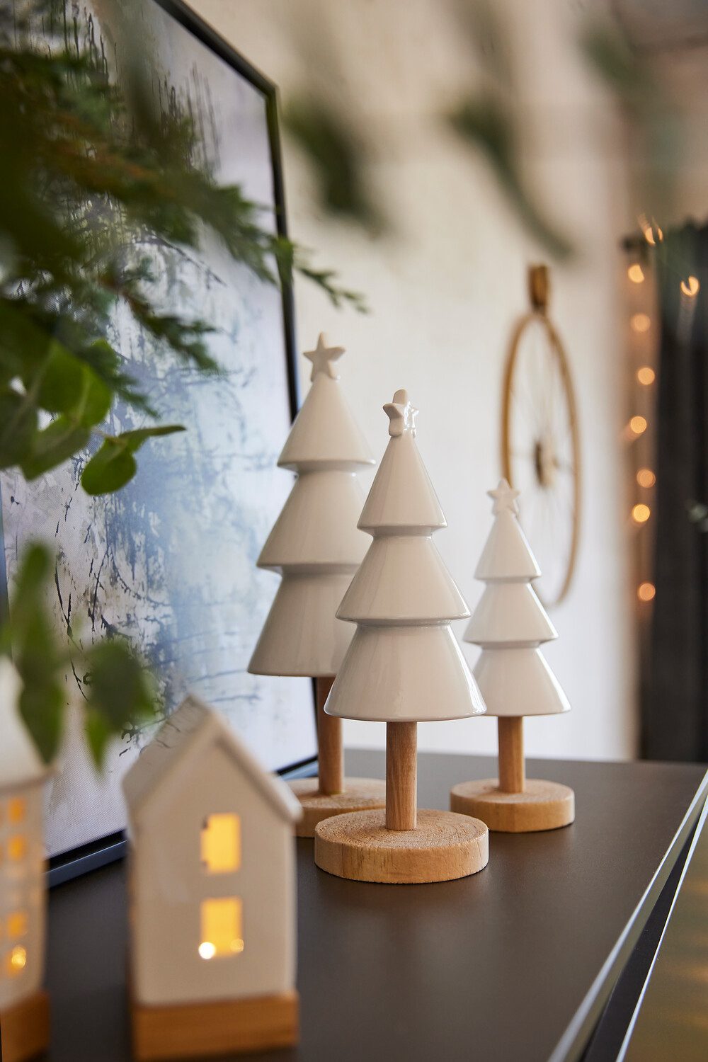 Creativ deco Deco-boom Kerst versiering uit keramiek en hout (1 stuk)