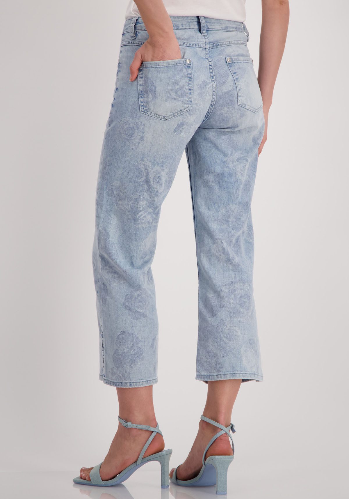 Monari Straight jeans met roosmotief