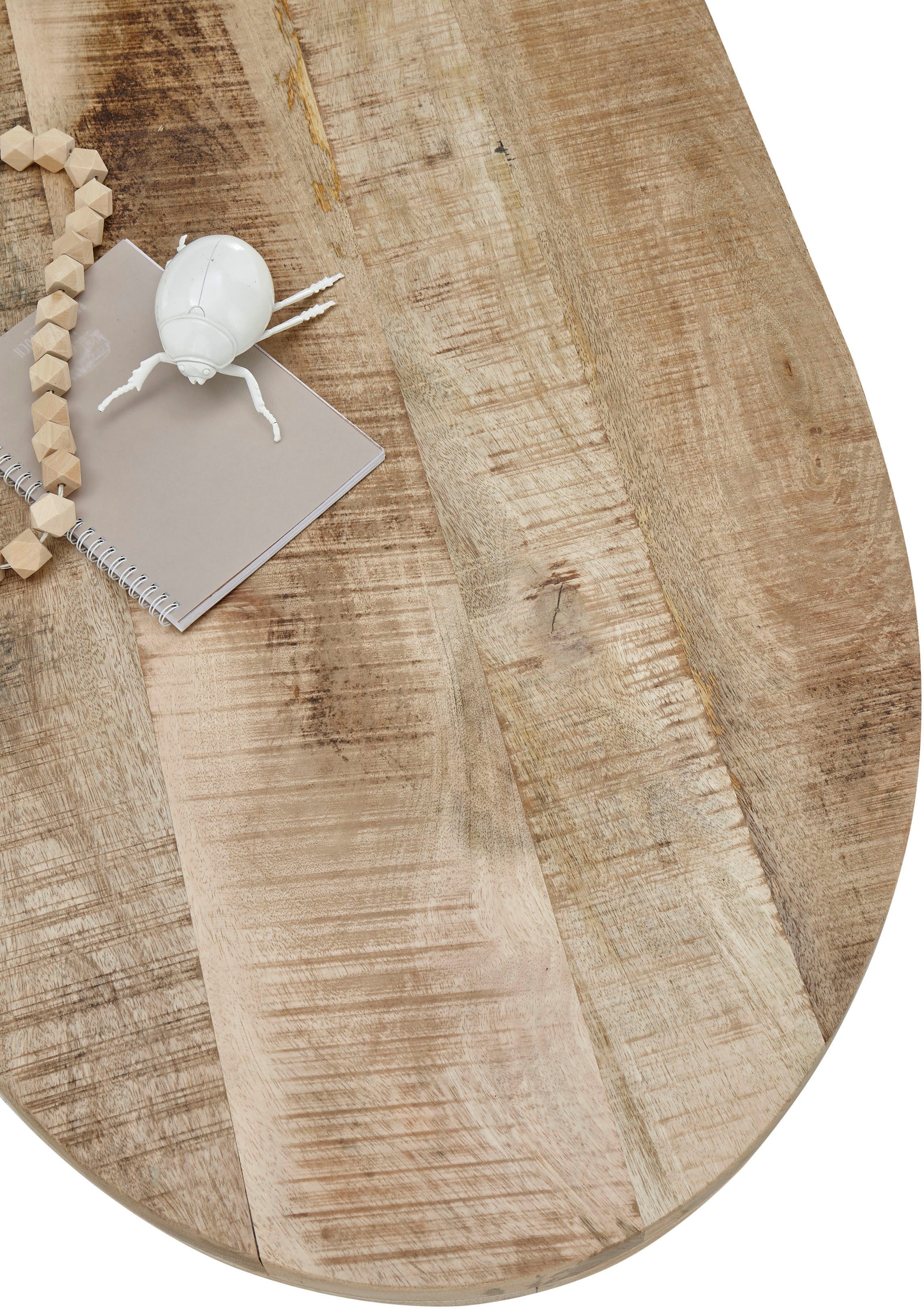 Stolkom Salontafel Mumbai Massief mango hout, tafel met ovale tafelblad