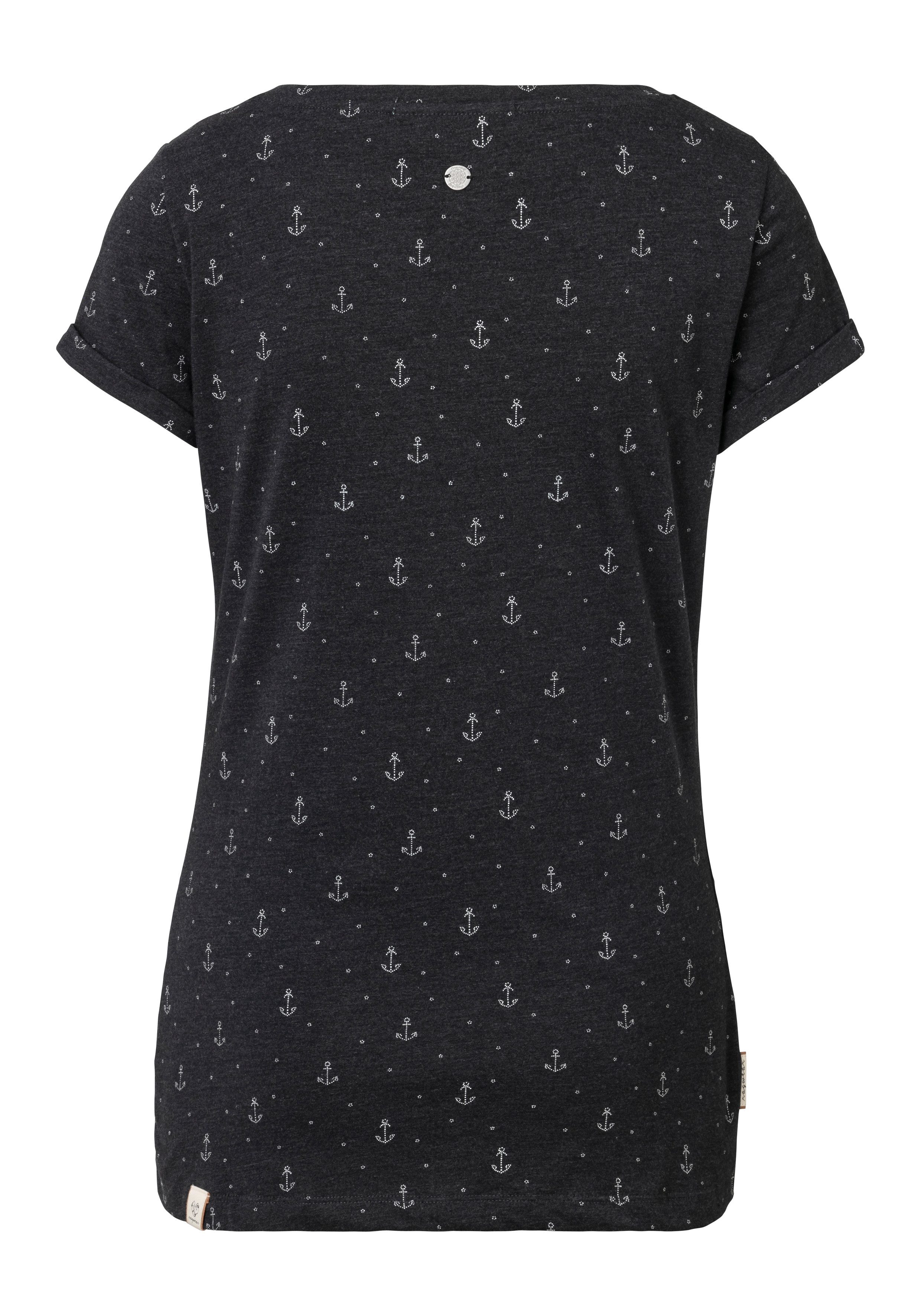 Ragwear T-shirt FLORAH A ORGANIC O met maritieme anker-print all-over