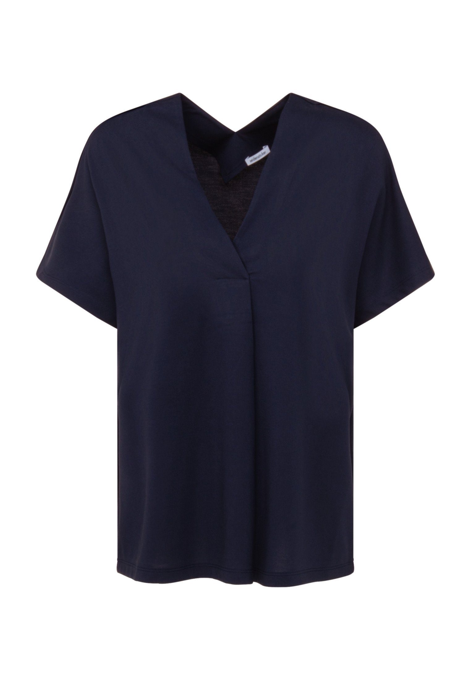 seidensticker Shirtblouse Zwarte roos Korte mouwen V-hals uni