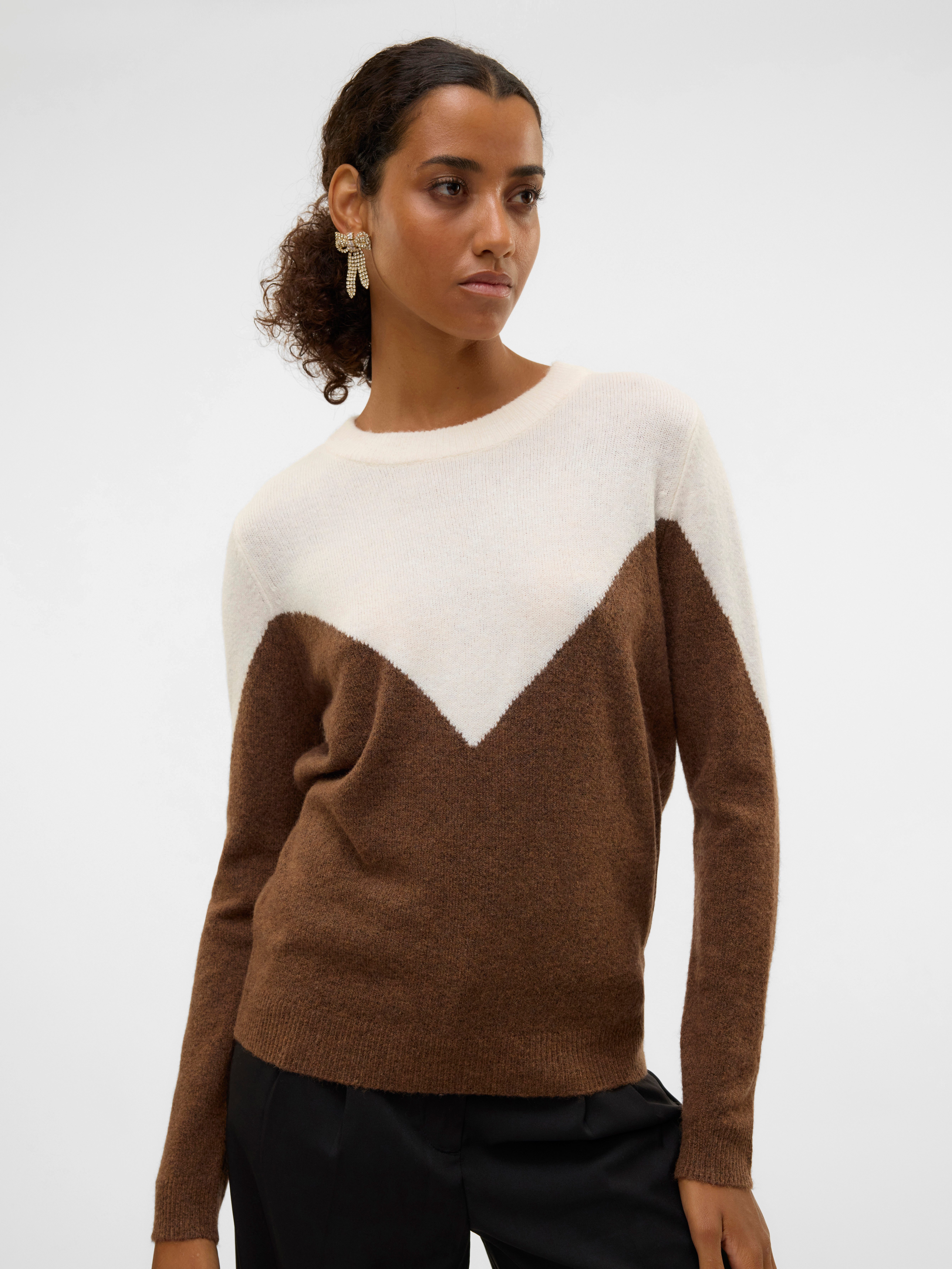 Vero Moda Gebreide trui VMPLAZA LS BLOCK PULLOVER GA BOO