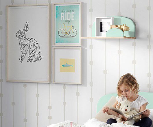Vipack Kinderrek Kiddy, plank massief dennenhout, om op te hangen Wandplank MDF componenten gelakt, keuze 45 cm of 65 cm breed