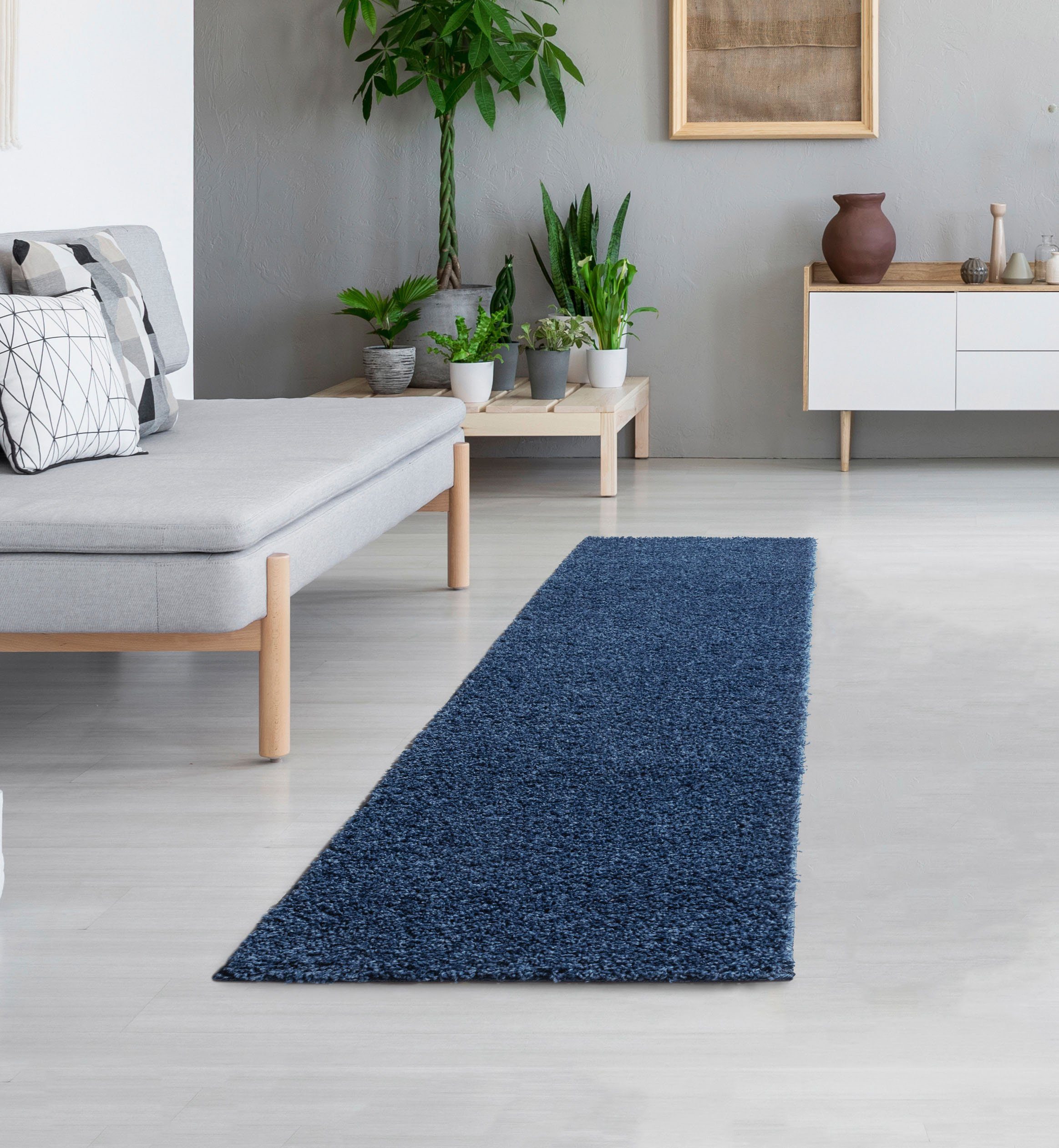 my home Loper Shaggy 30 Tapijtloper, brug, unikleuren, bijzonder zacht en behaaglijk