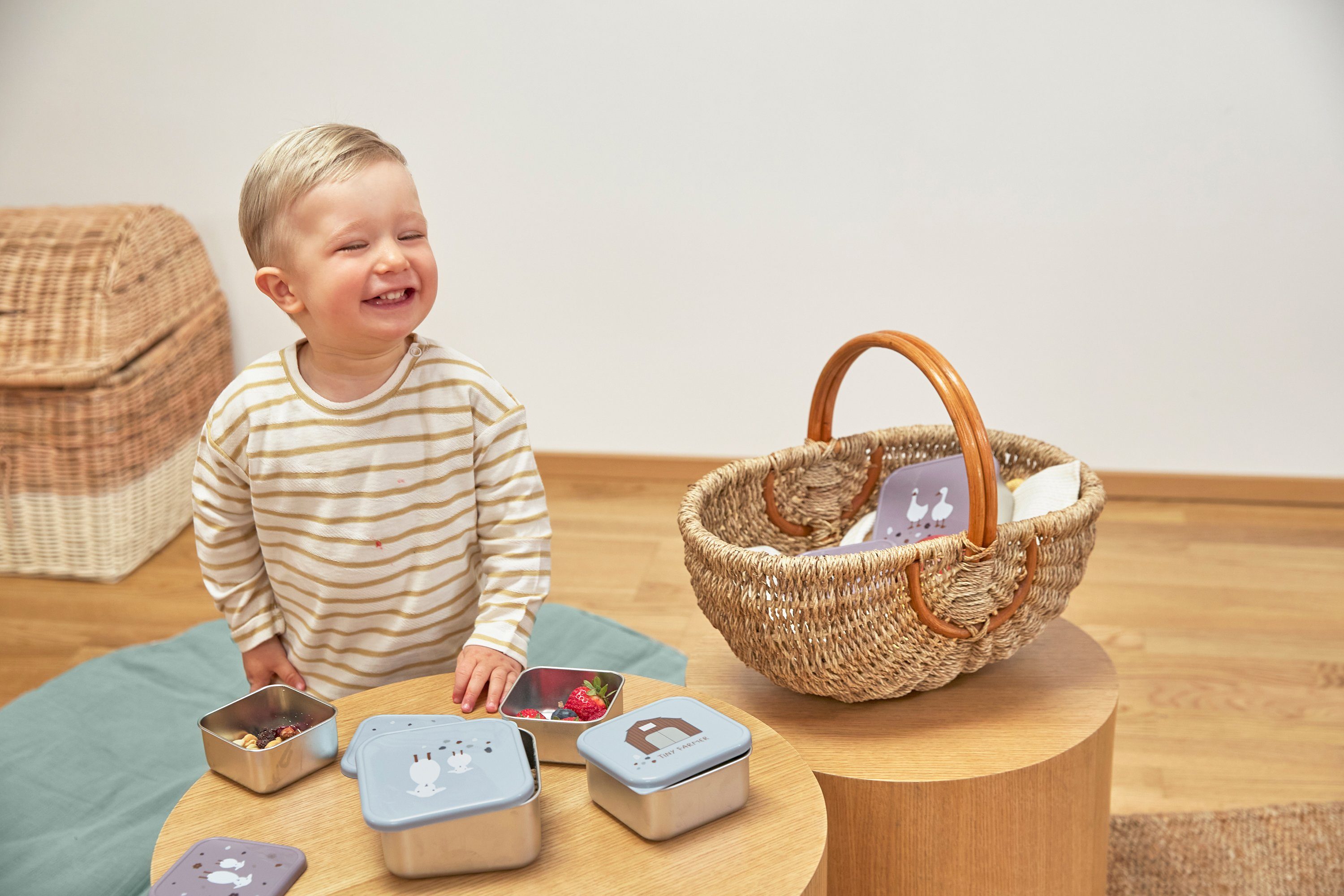 Lässig Lunchbox Tiny Farmer, Blue (3-delig)