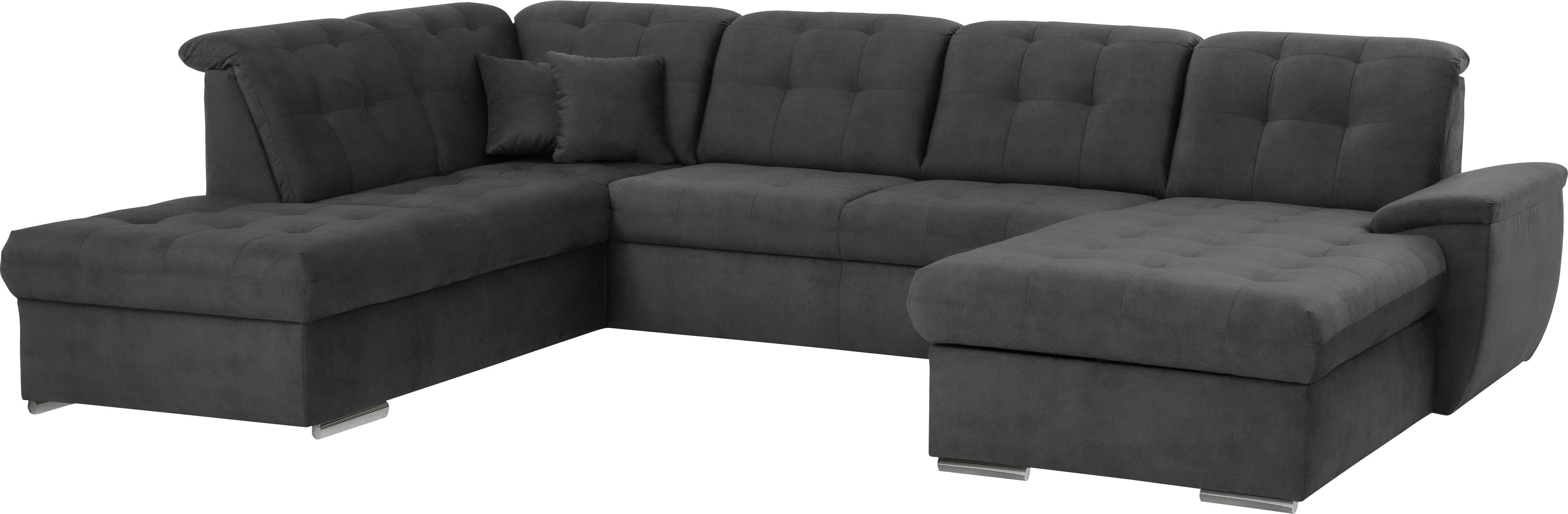 exxpo - sofa fashion Zithoek Durango, uitgebreide zit- en rugverwerking, comfortabel, U-vorm inclusief verstelbare hoofdsteun, naar keuze met slaapfunctie en bedkist (4-delig)