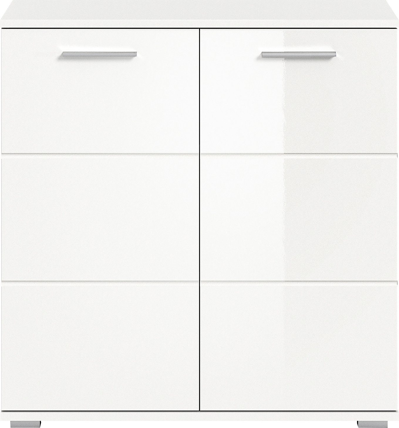 INOSIGN Kast Valge, Breedte 80 cm, 2 Deuren, 2 Planken, 3 Vakken Front-groeffreesing, schoenenkommode, buffetkast, kast, sideboard