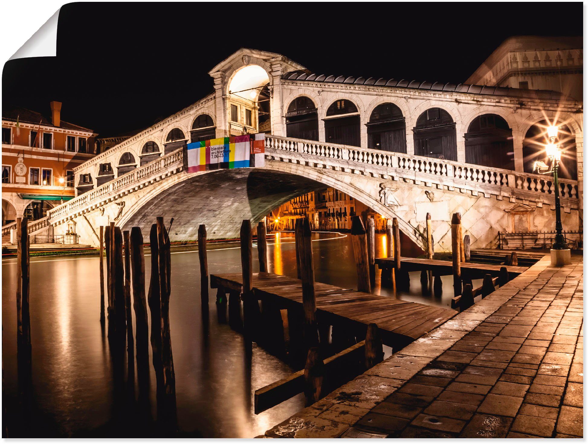 Artland Artprint Venetië Canal Grande & Rialto brug II in vele afmetingen & productsoorten -artprint op linnen, poster, muursticker / wandfolie ook geschikt voor de badkamer (1 stu