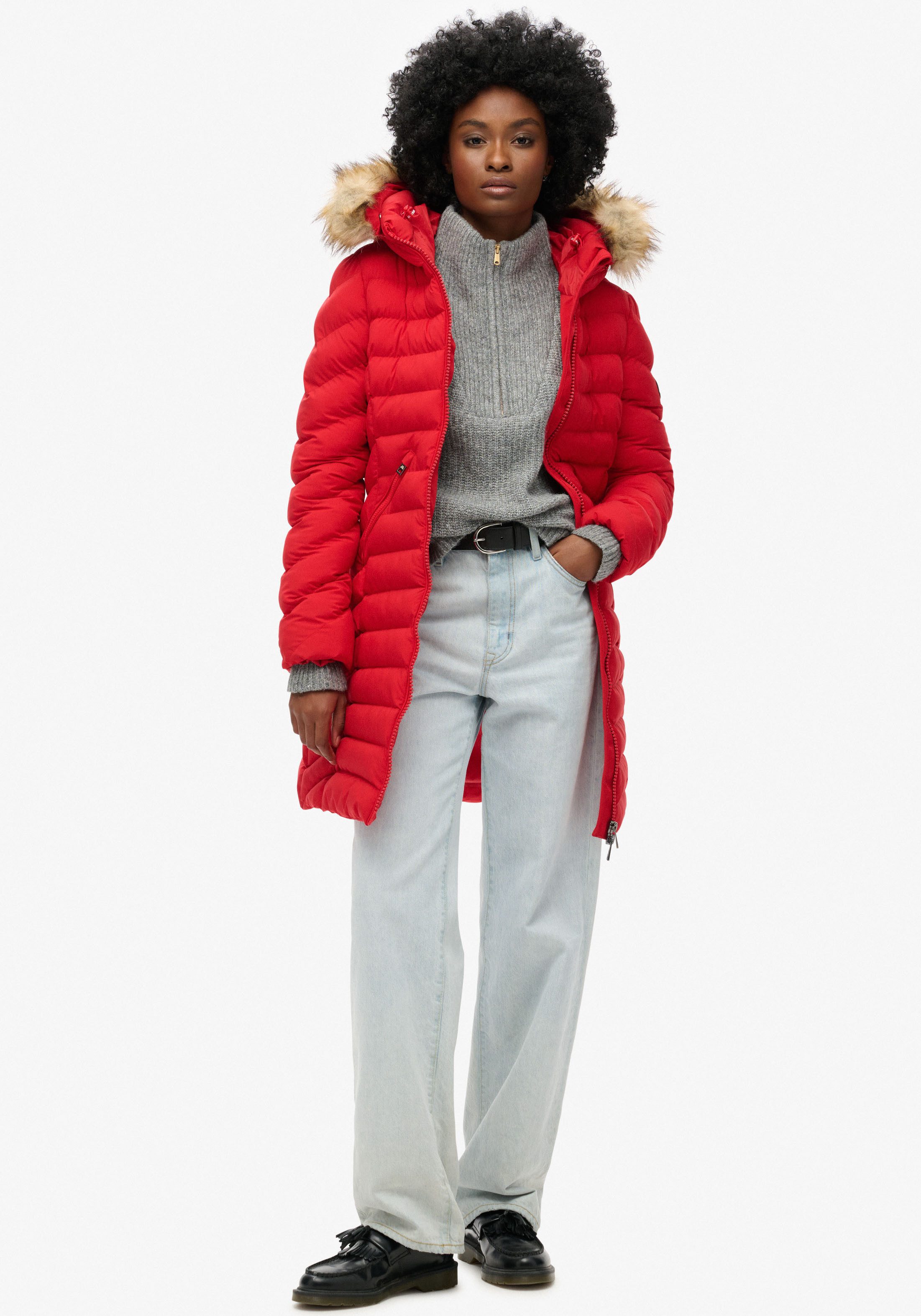 Superdry Gewatteerde jas FUJI NEPPEL HOOD MID LENGTH